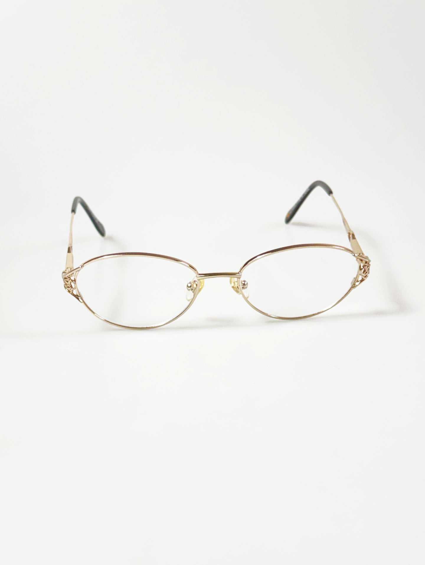Gold Metal Slim Oval Frame Glasses