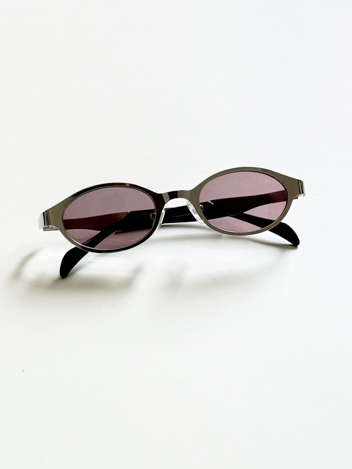 PAVAROTTI Silver Oval Metal Sunglasses