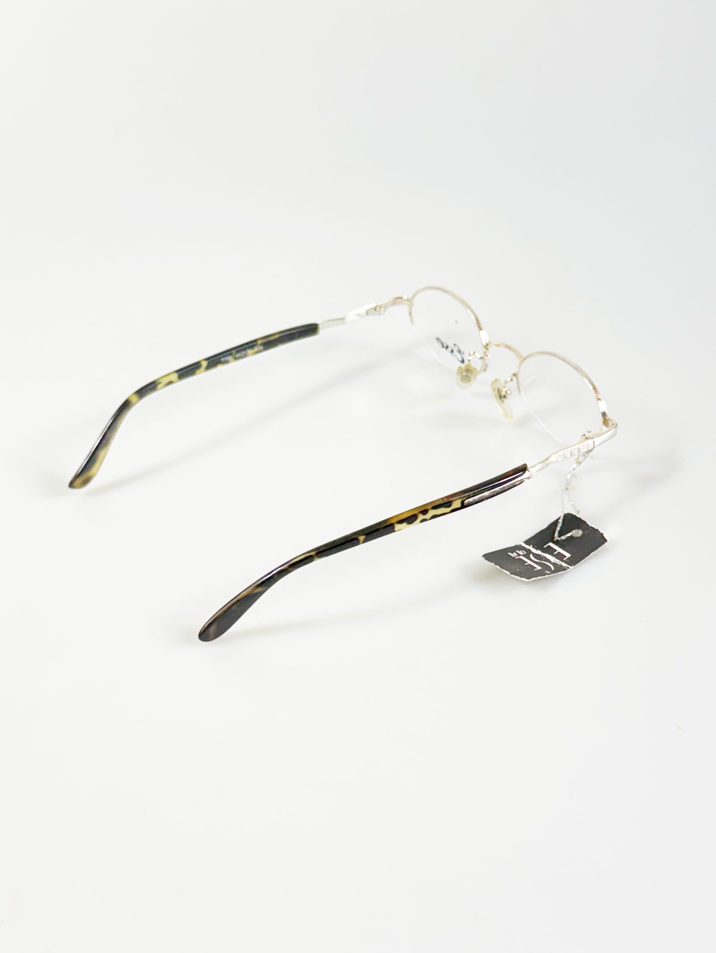 ESSE Silver Metal Semi-Rimless Oval Frame Glasses