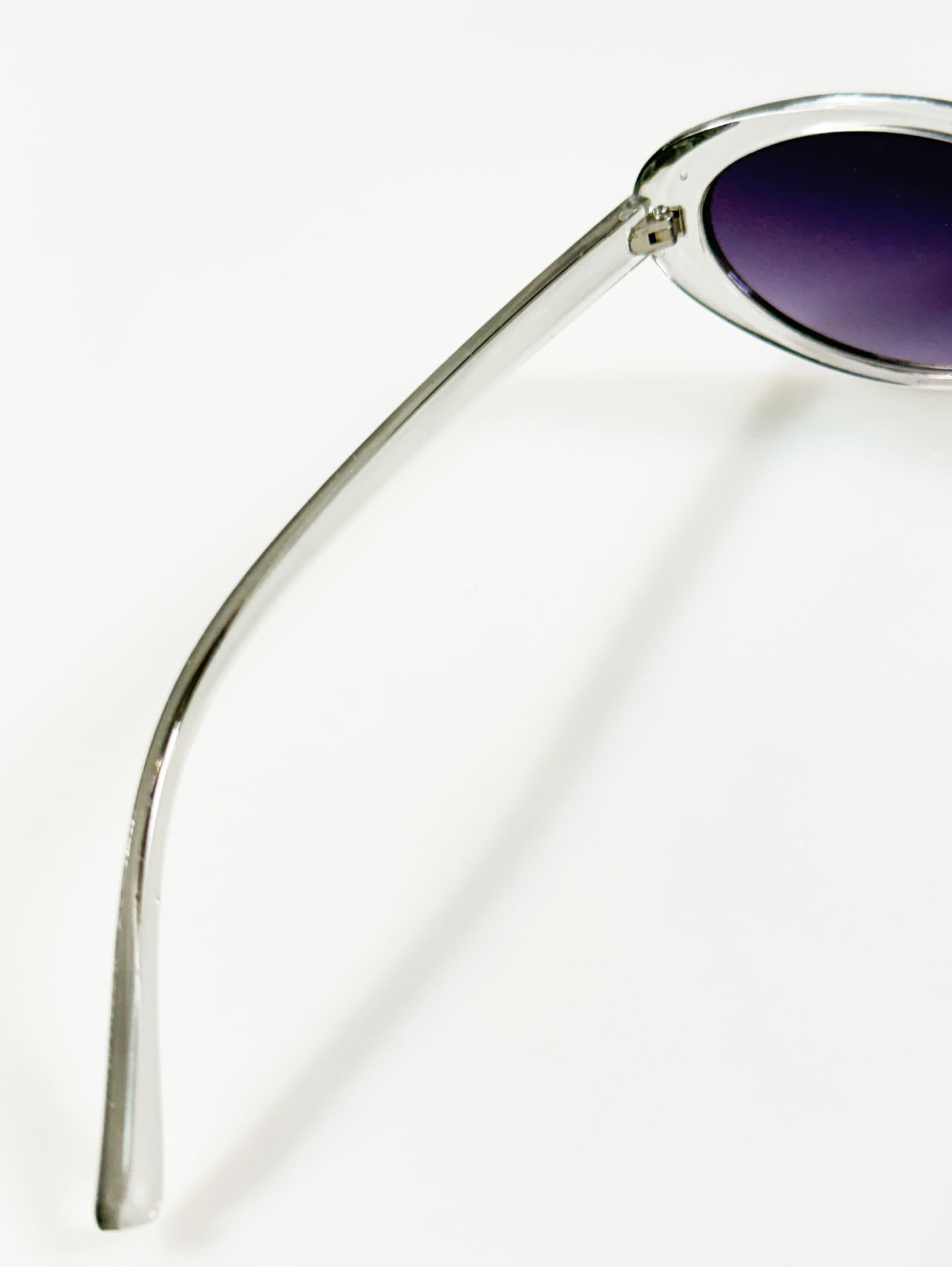 Clear Crystal Semi Cat-Eye Oval Frame Tint Sunglasses