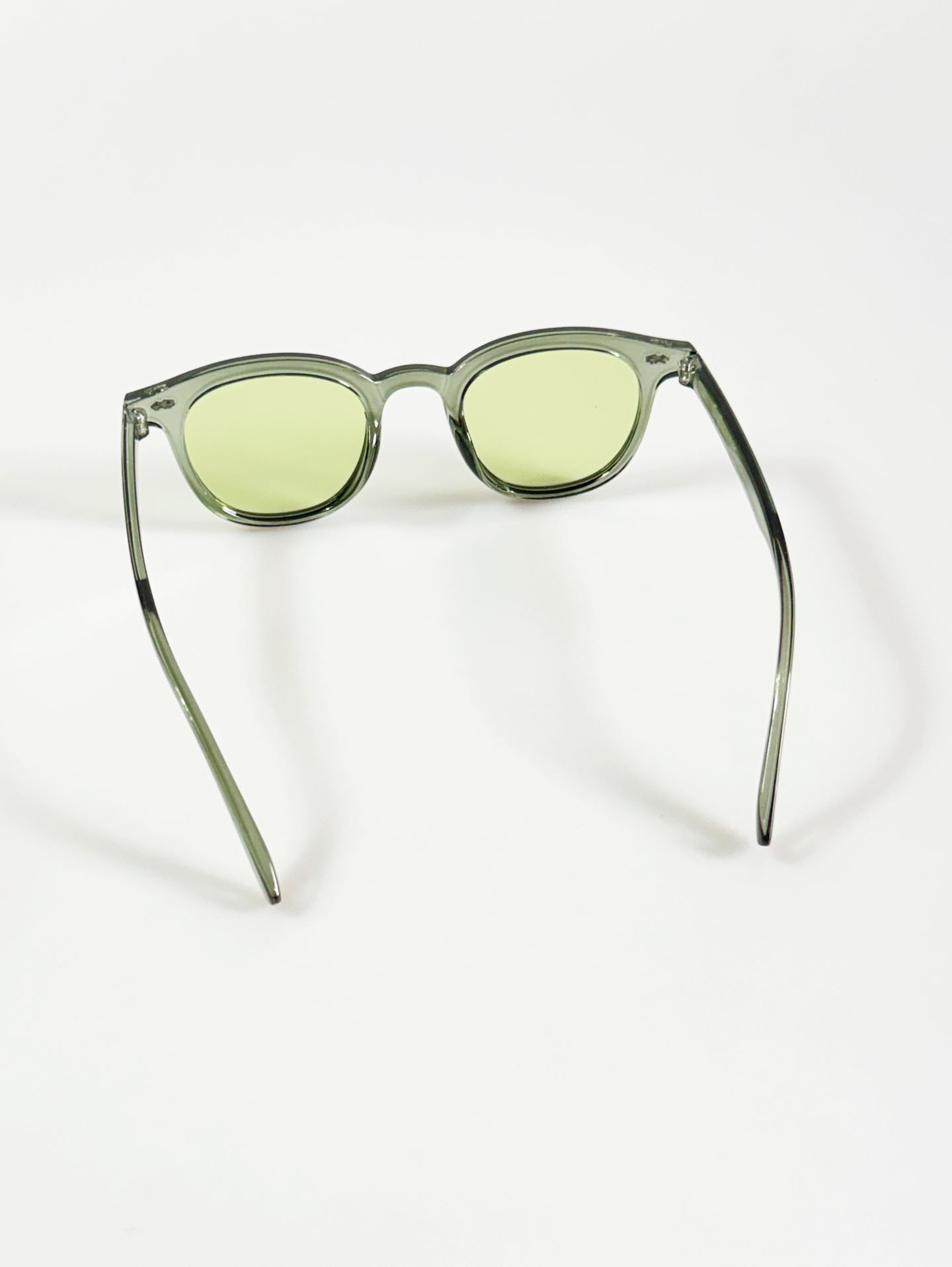 Smoke Olive Clear Bold Round Frame Tint Sunglasses