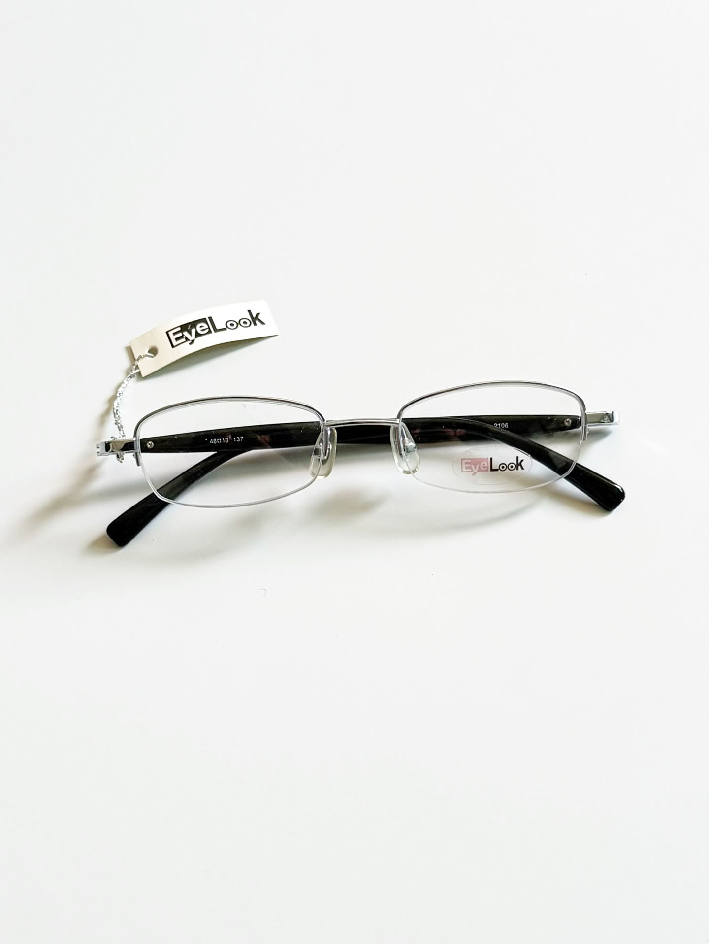 EyeLook Silver Square Half Rim Metal Glasses