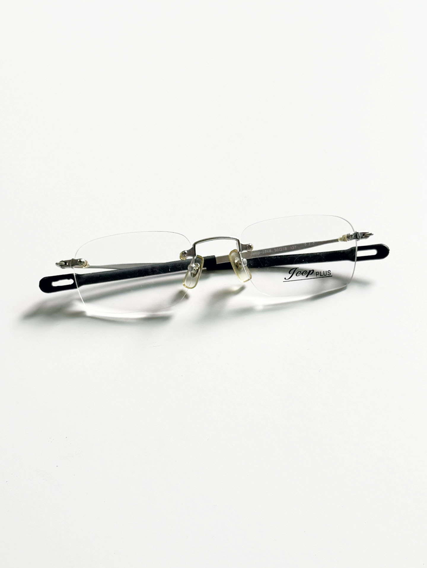JEEP Silver Rimless Square Metal Frame Glasses