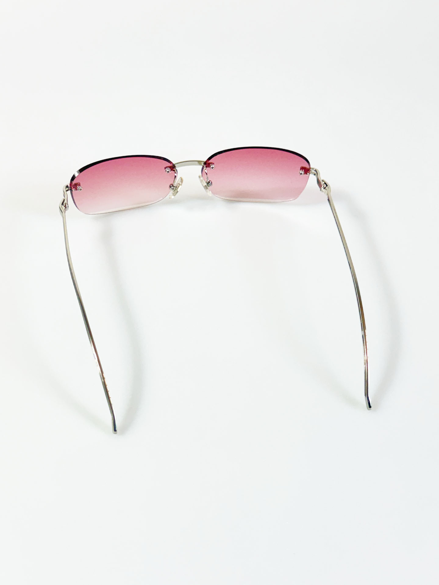 CAPRIO Rimless Square Pink Tint Metal Sunglasses