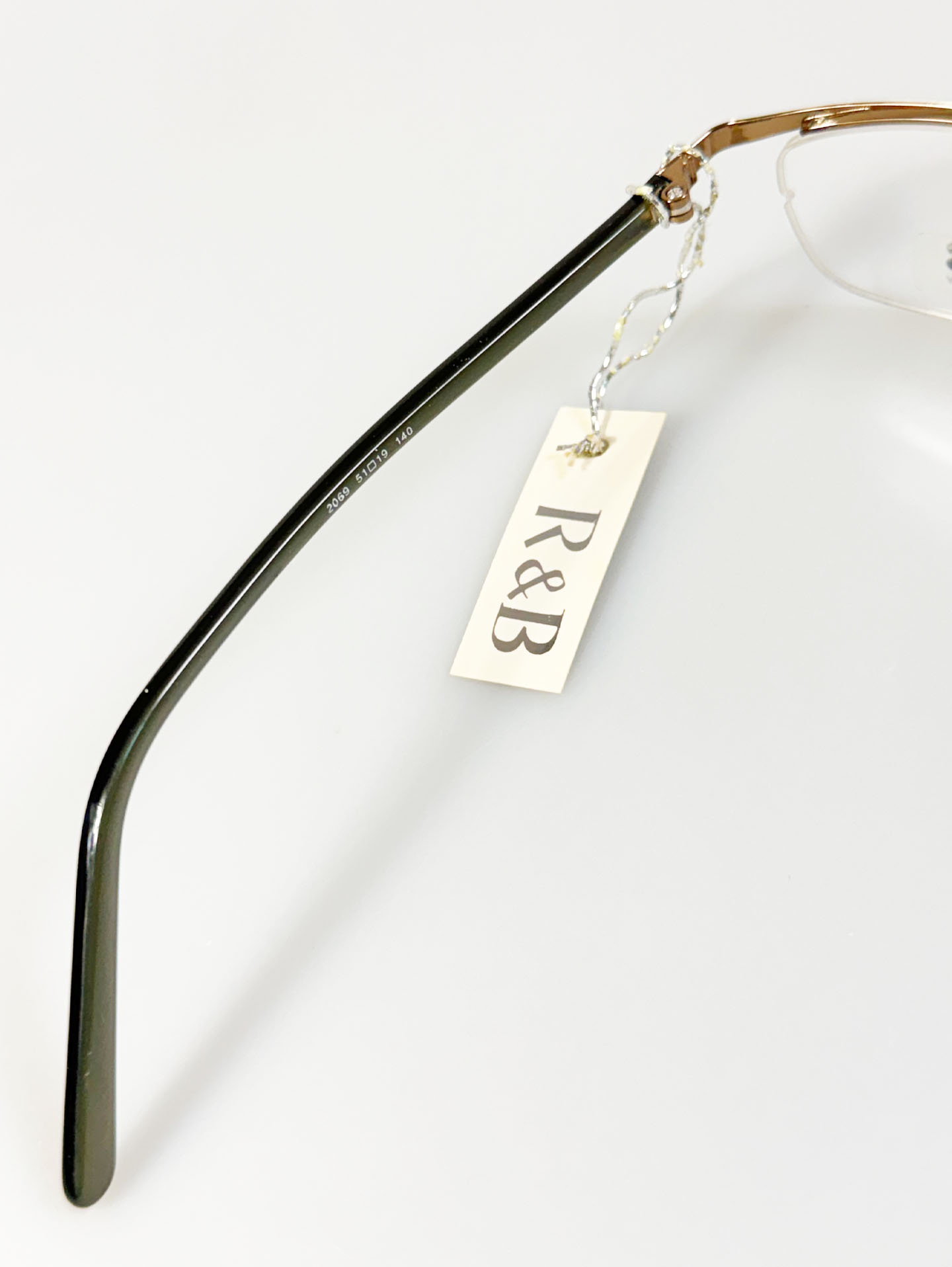 R&B Eyewear Slim Semi-Rimless Gold Tone Metal Frame Glasses