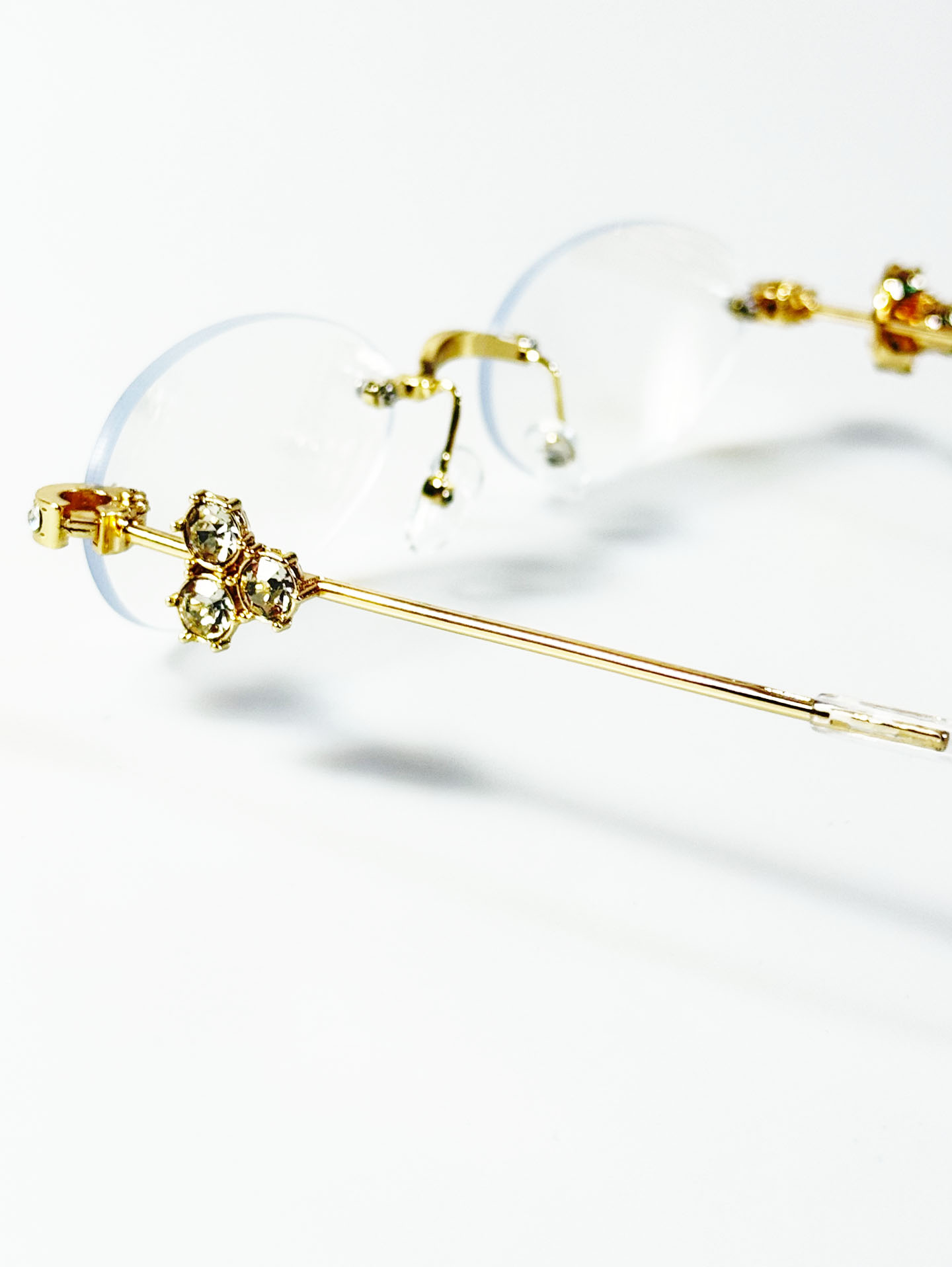 Gold Metal Rimless Oval Frame Glasses