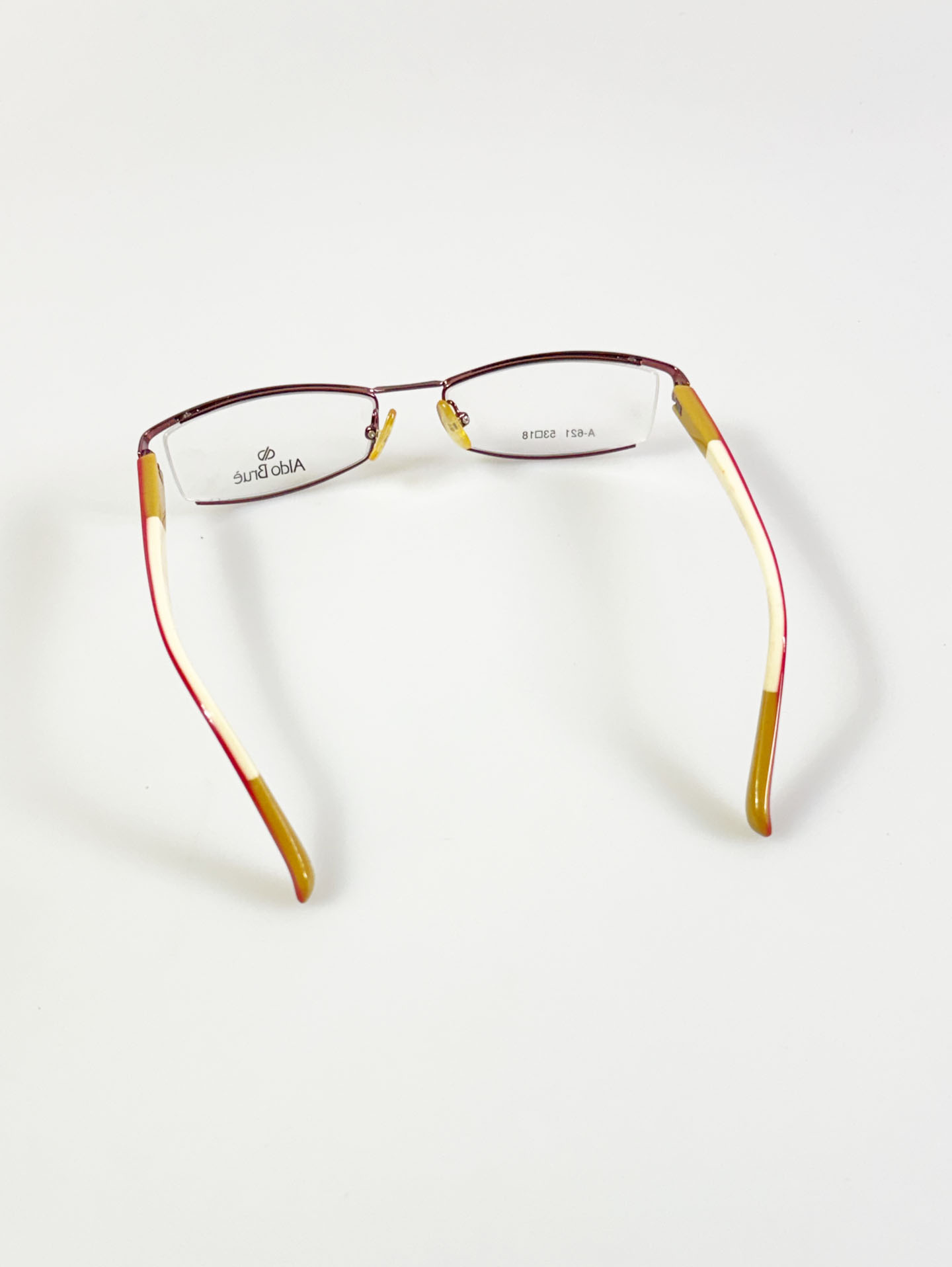 Aldo Brue Rose Pink Square Semi-Rimless Metal Glasses