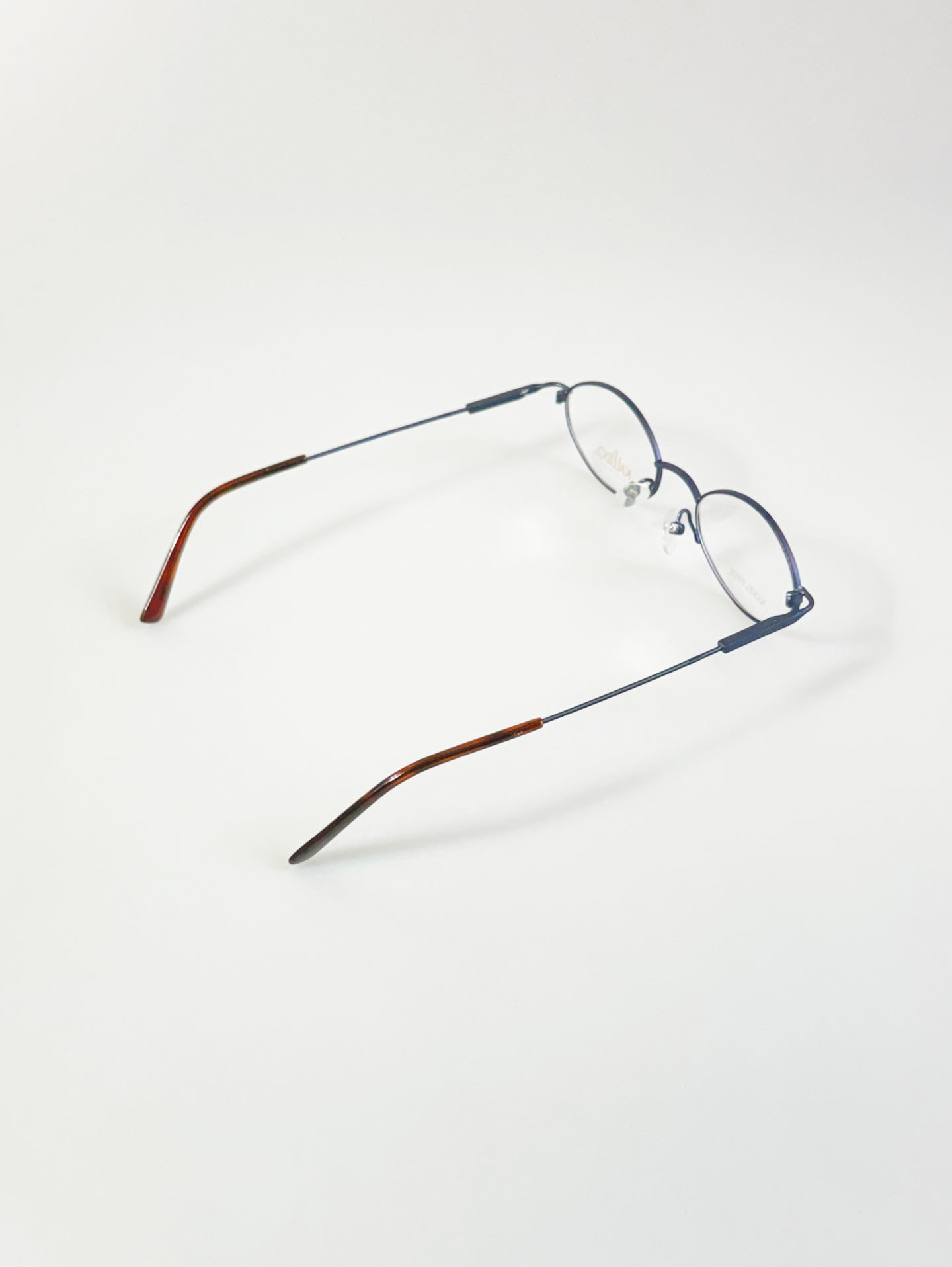 90’s KALEIDO Deep Blue Slim Oval Metal Glasses