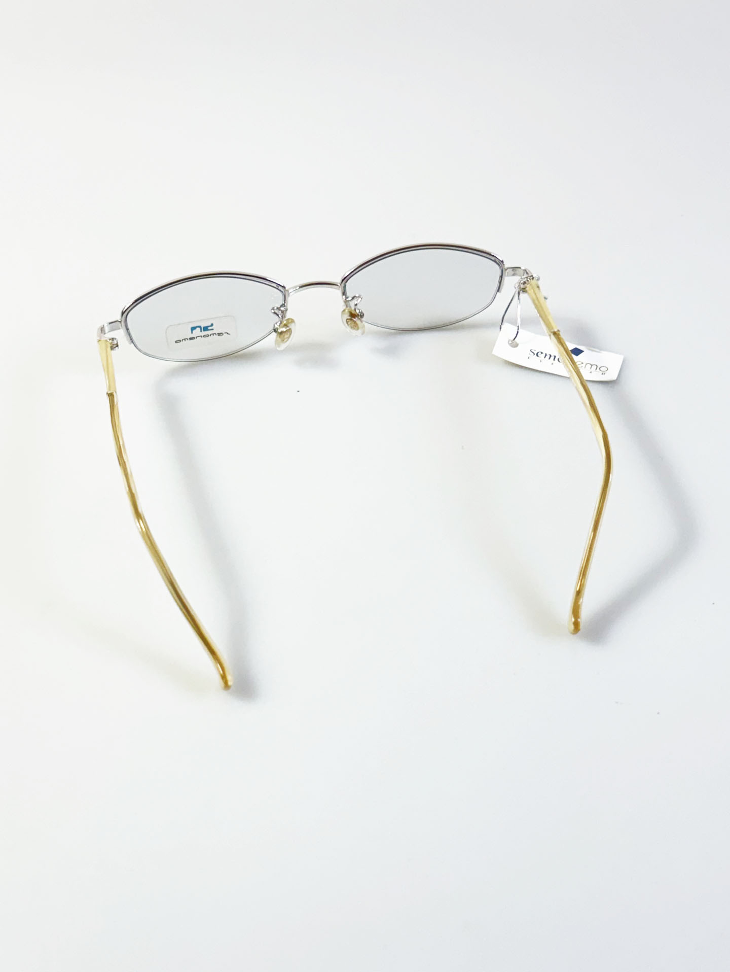 SEMONEMO Silver Oval Half-Rim Metal Frame Glasses