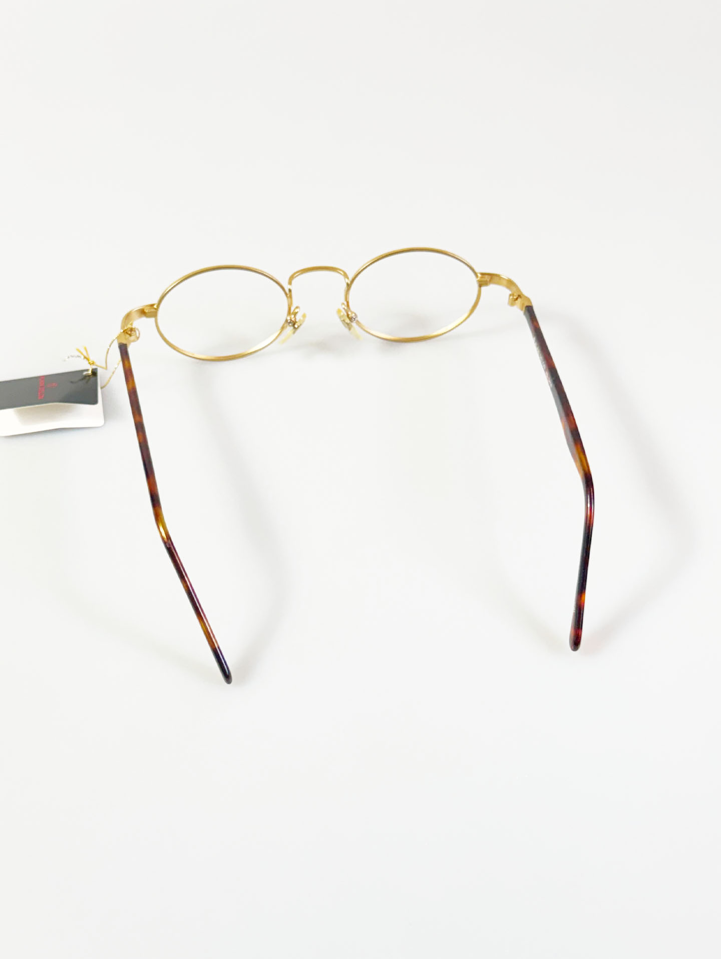 90's ALAIN DELON Gold Slim Oval Metal Frame Glasses