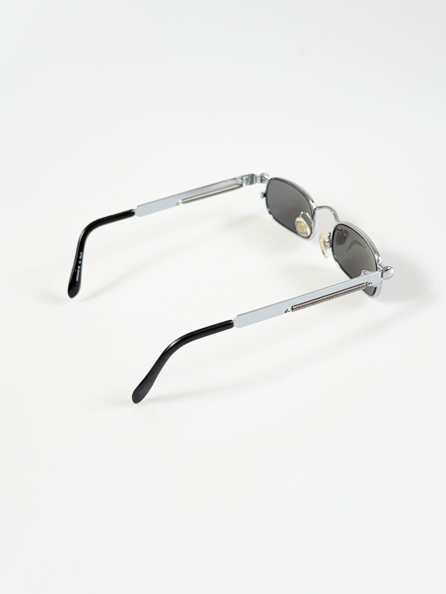 90's Silver Slim Square Spring Detail Metal Sunglasses