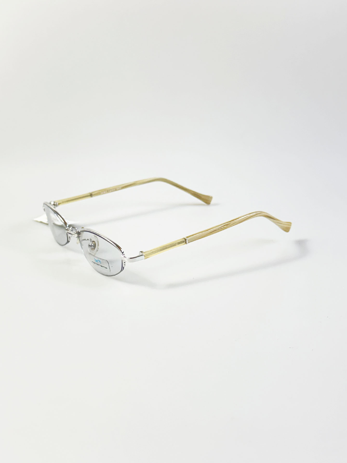 SEMONEMO Silver Oval Half-Rim Metal Frame Glasses