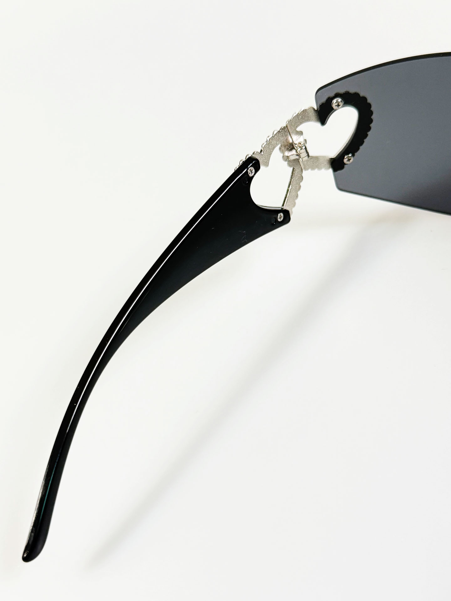 Black Goggle Shield Rimless Wraparound Sunglasses
