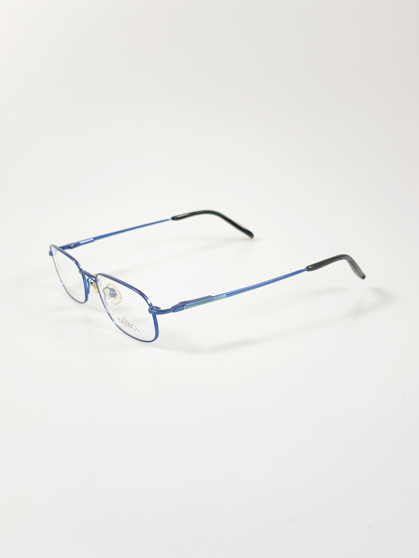 90's KALEIDO Blue Slim Square Metal Frame Glasses