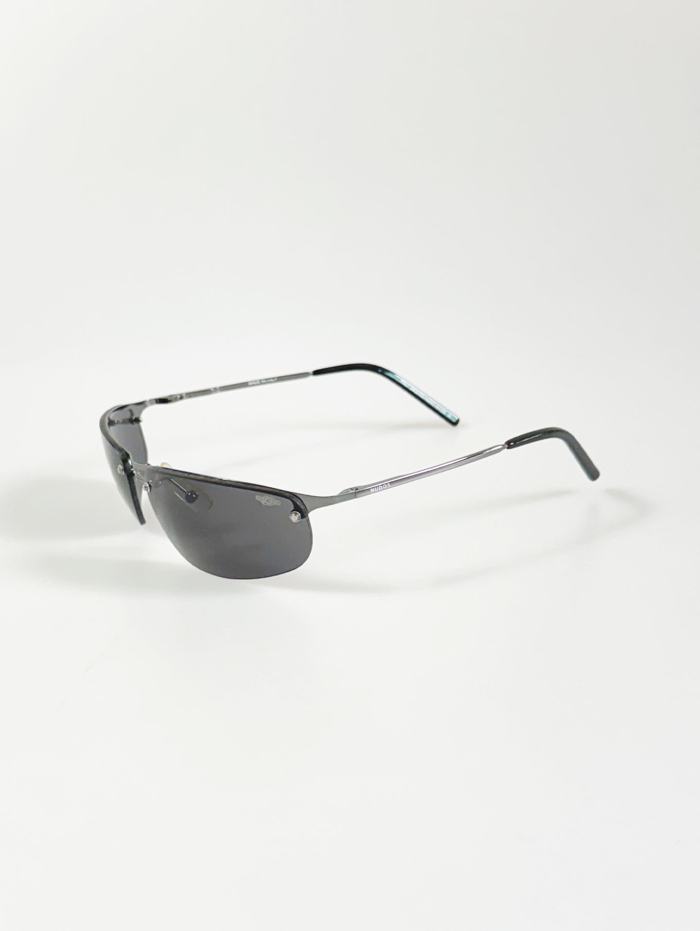 NUDOS Two-Bridge Rimless Wrap Metal Sunglasses