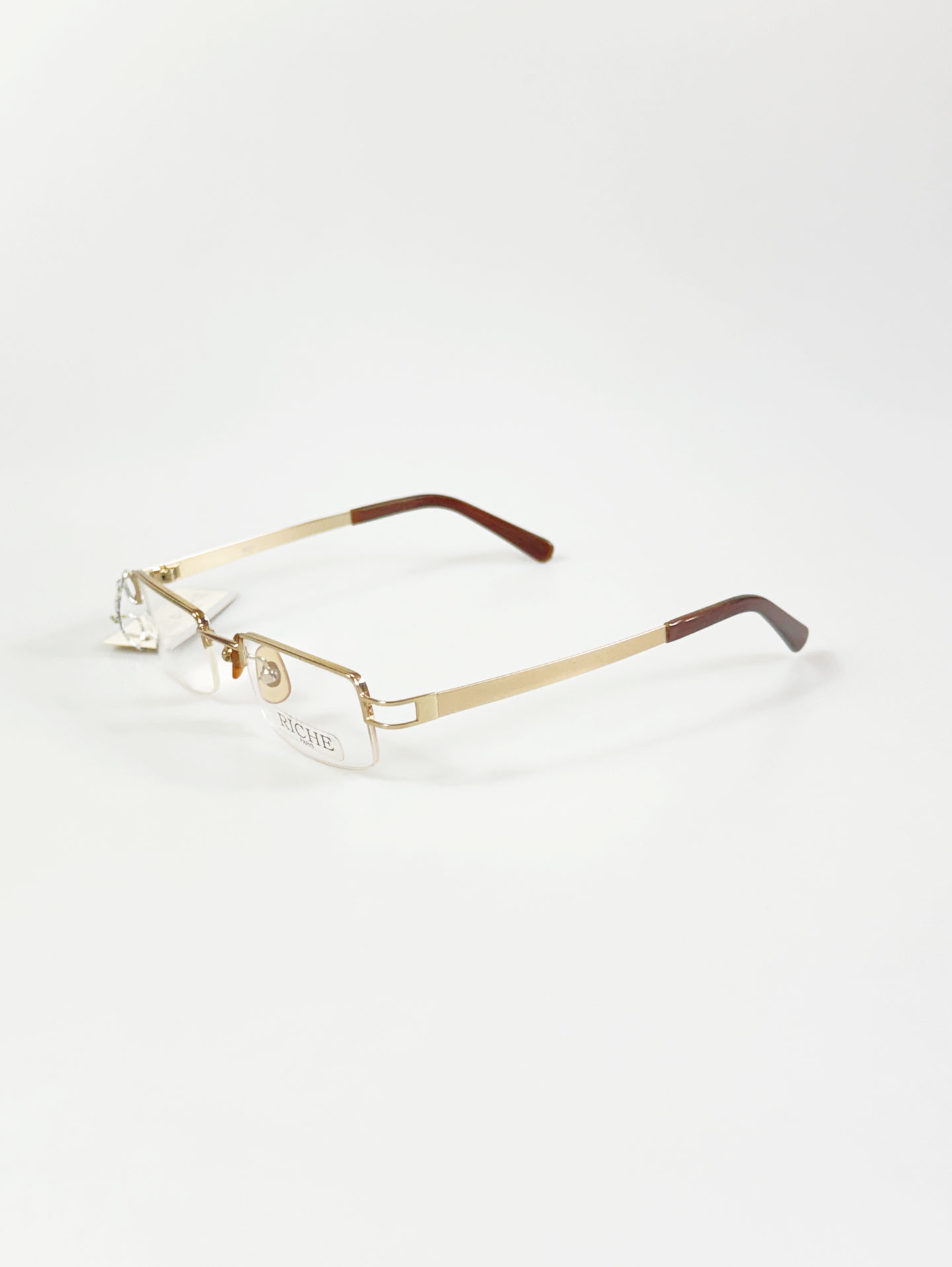 RICHE PARIS Gold Squaare Half-Rim Metal Glasses
