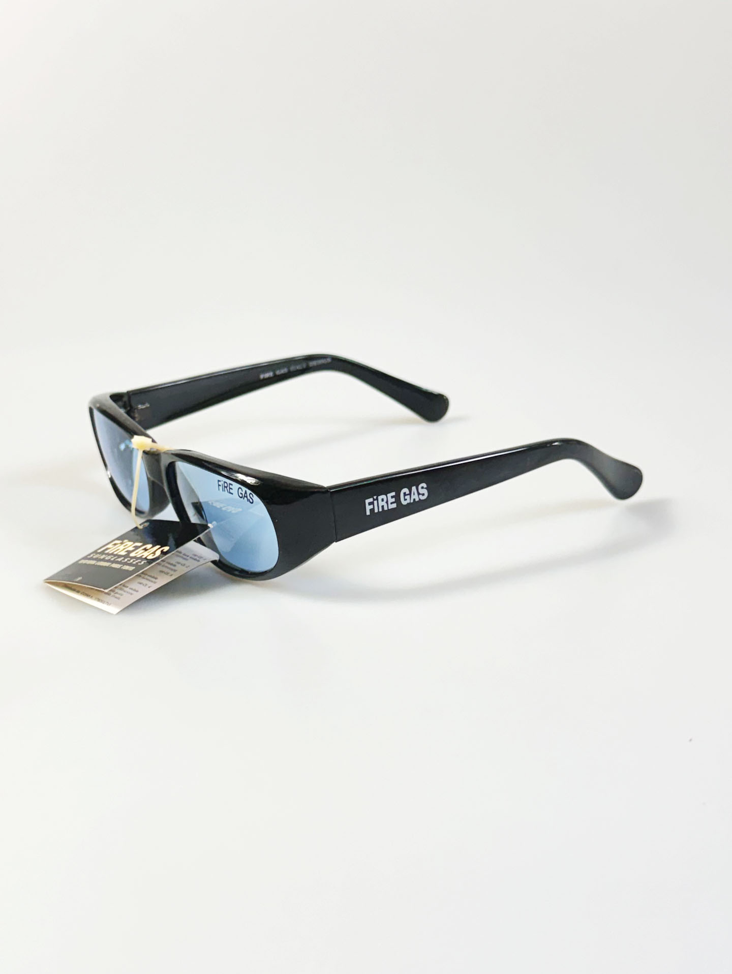 90's FIRE GAS Glossy Black Bold Oval Tint Sunglasses