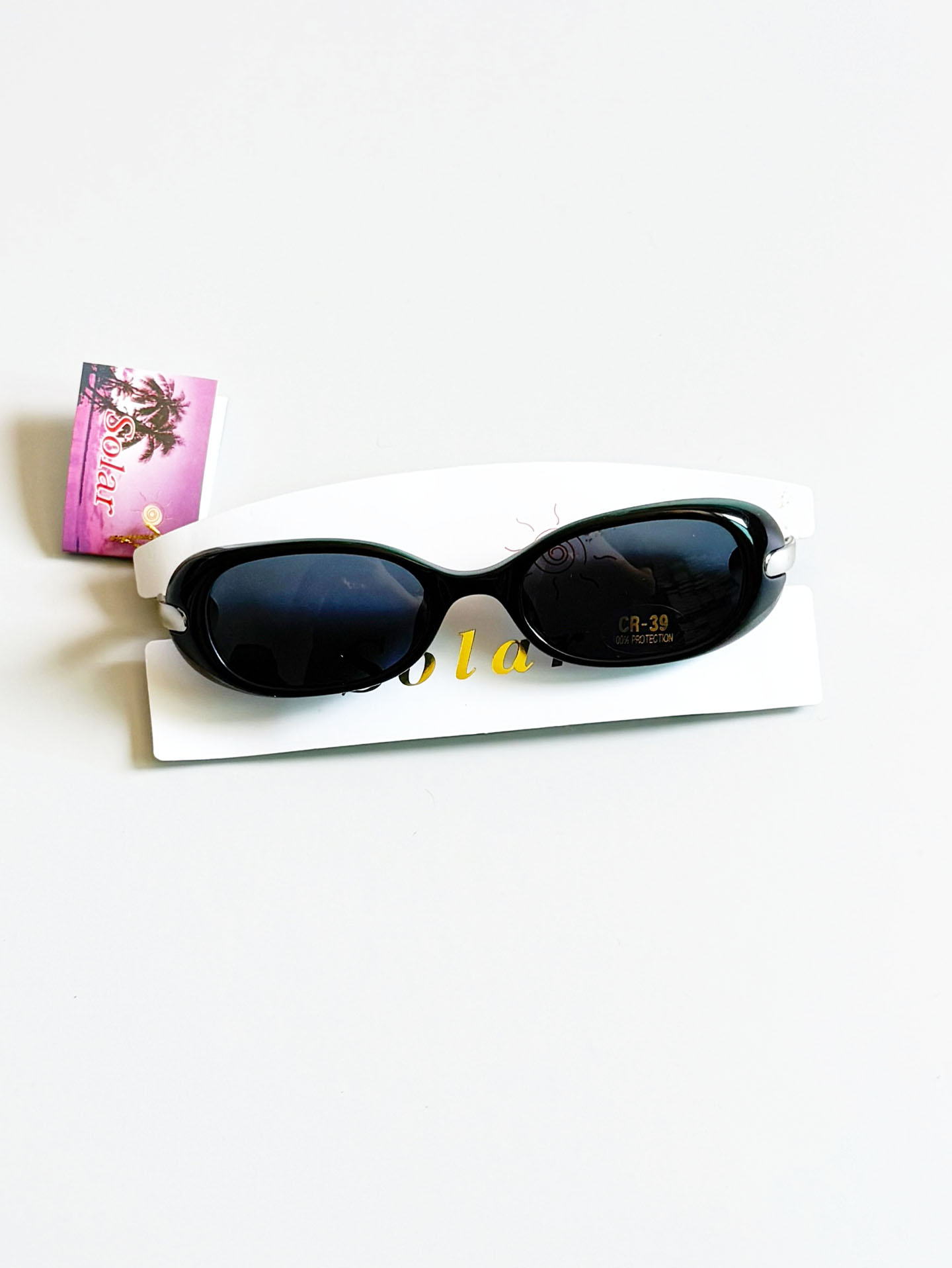 90's SOLAR Glossy Black Oval Frame Sunglasses
