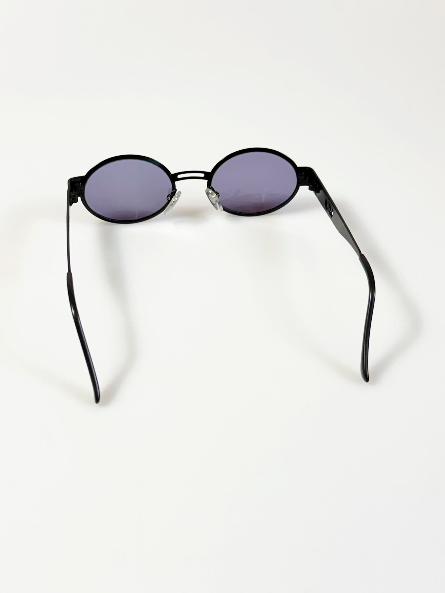 90's BRUNO BASSINI Black Oval Metal Tint Sunglasses