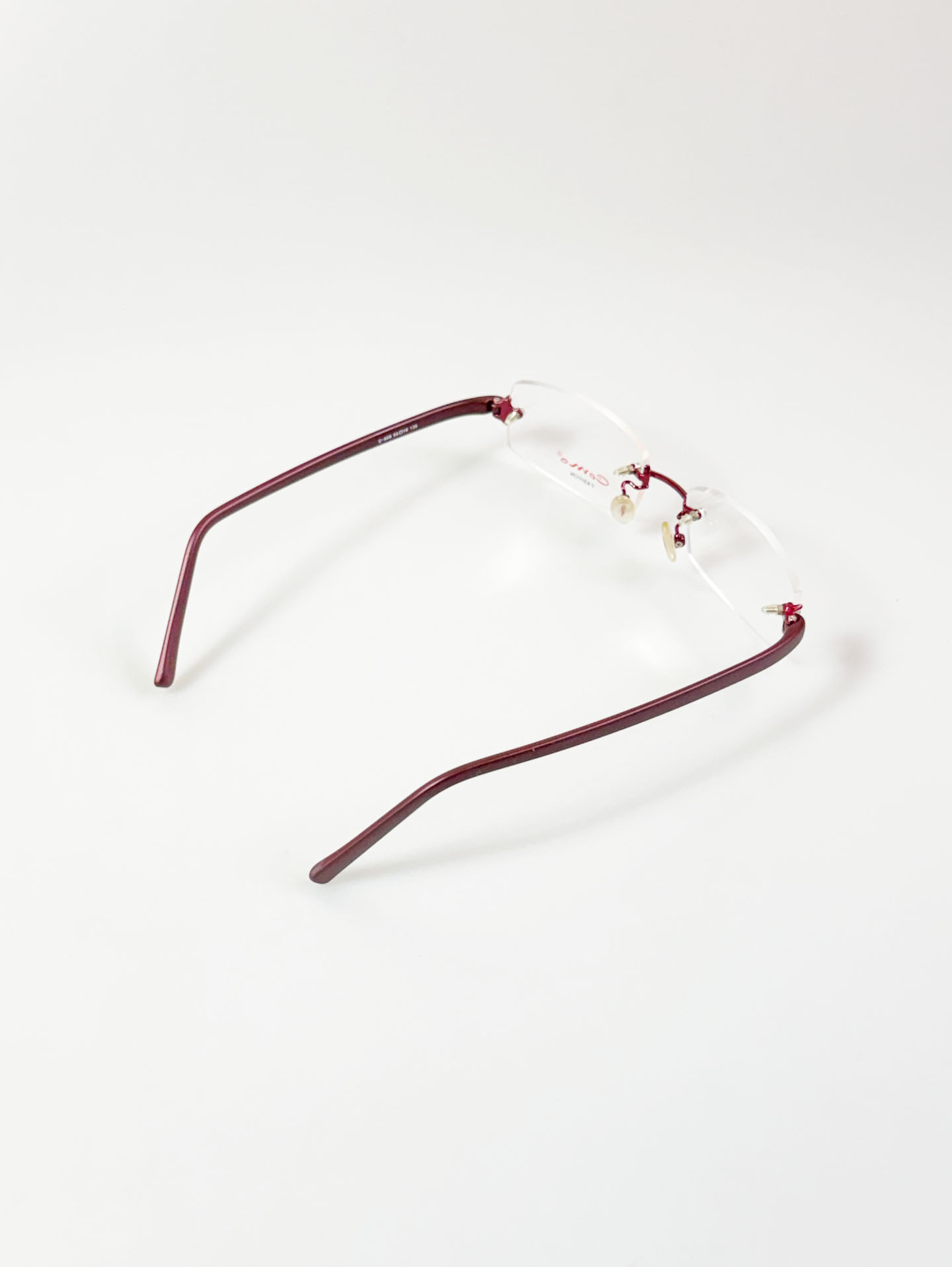 Camo Fashion Square Rimless Burgundy Metal Frame Glasses