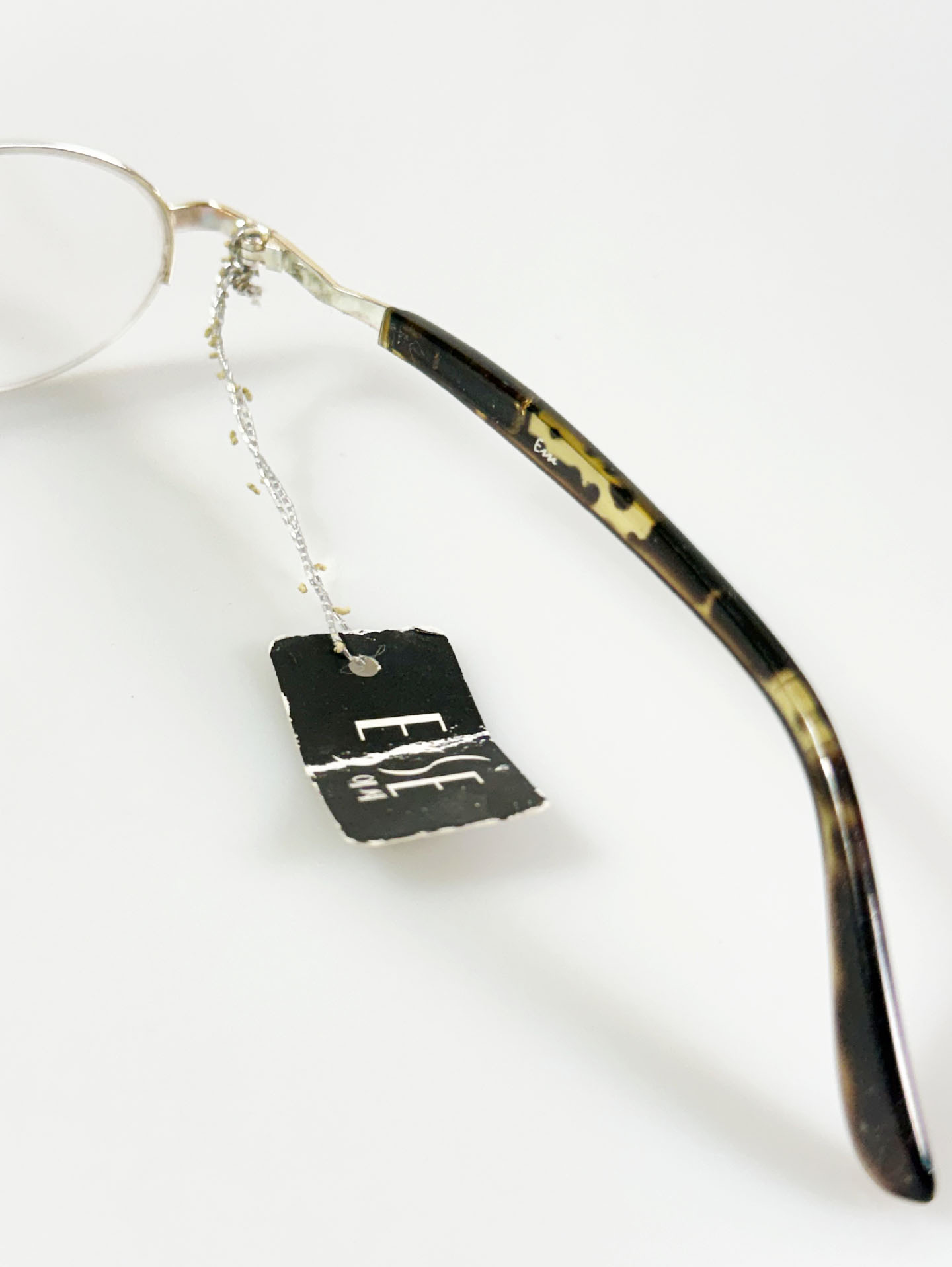 ESSE Silver Metal Semi-Rimless Oval Frame Glasses