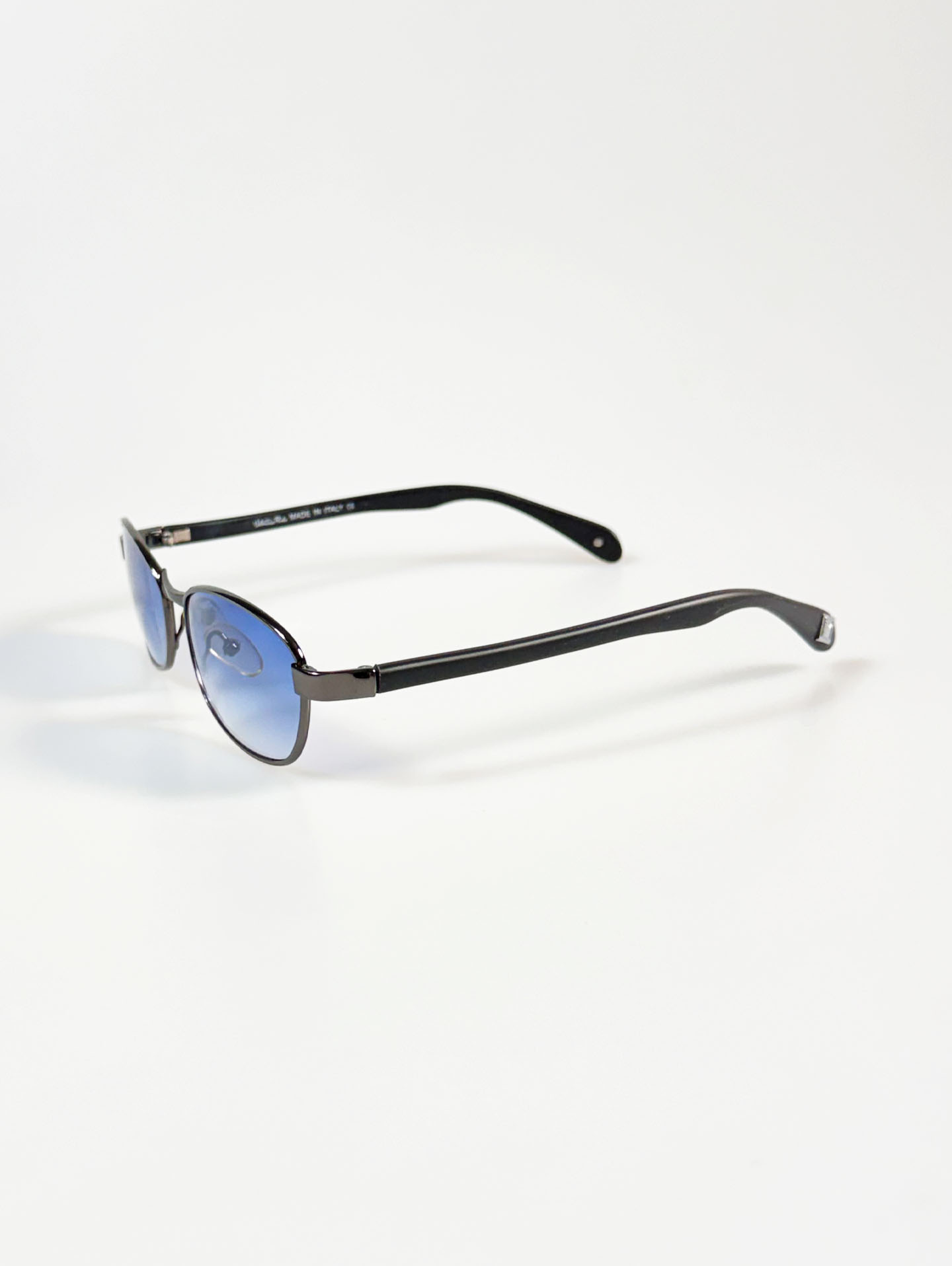 90's VALENTINO RUDY Gunmetal Slim Oval Tint Sunglasses