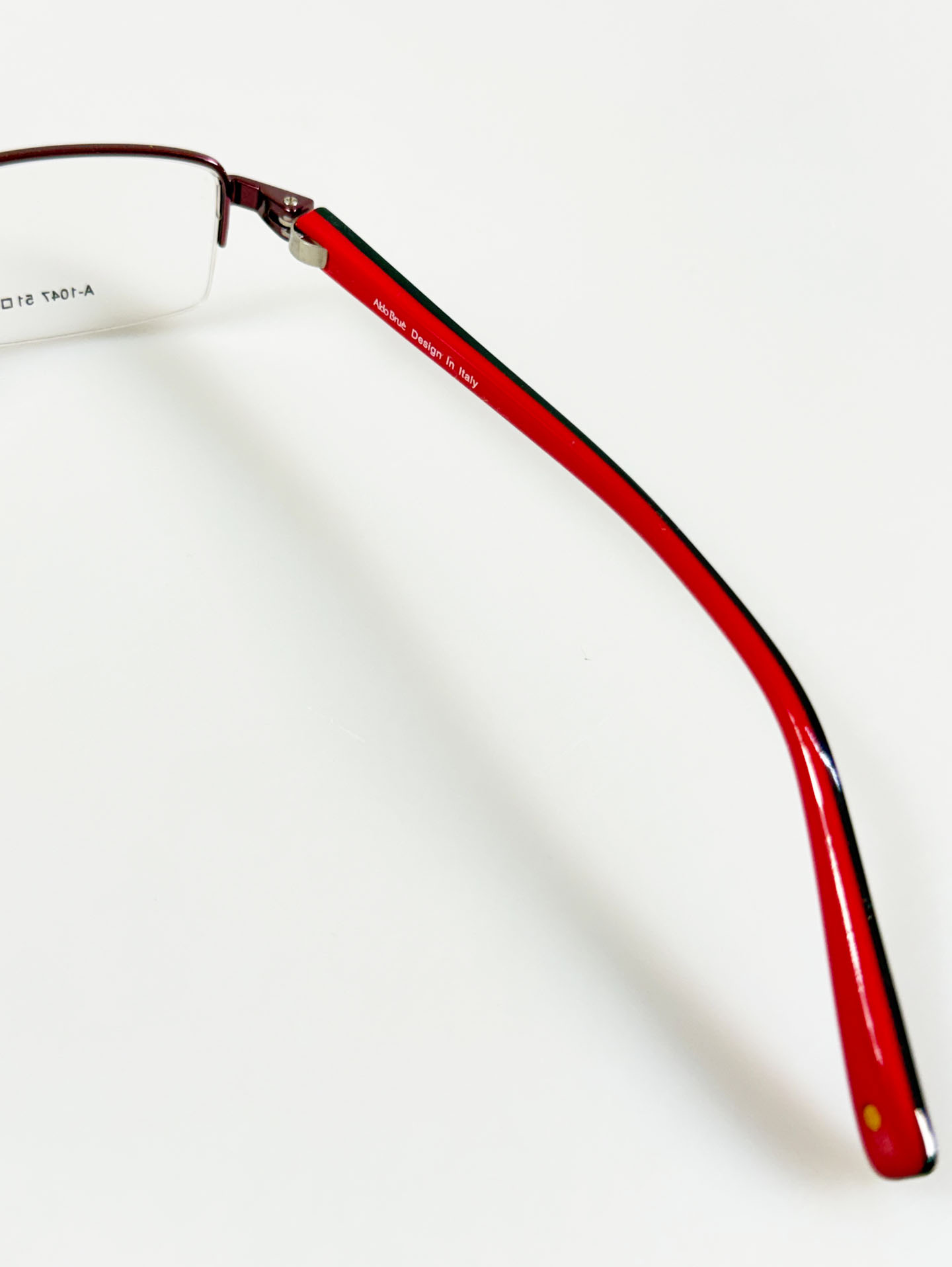 Aldo Brue Burgundy Half-Rim Square Metal Glasses
