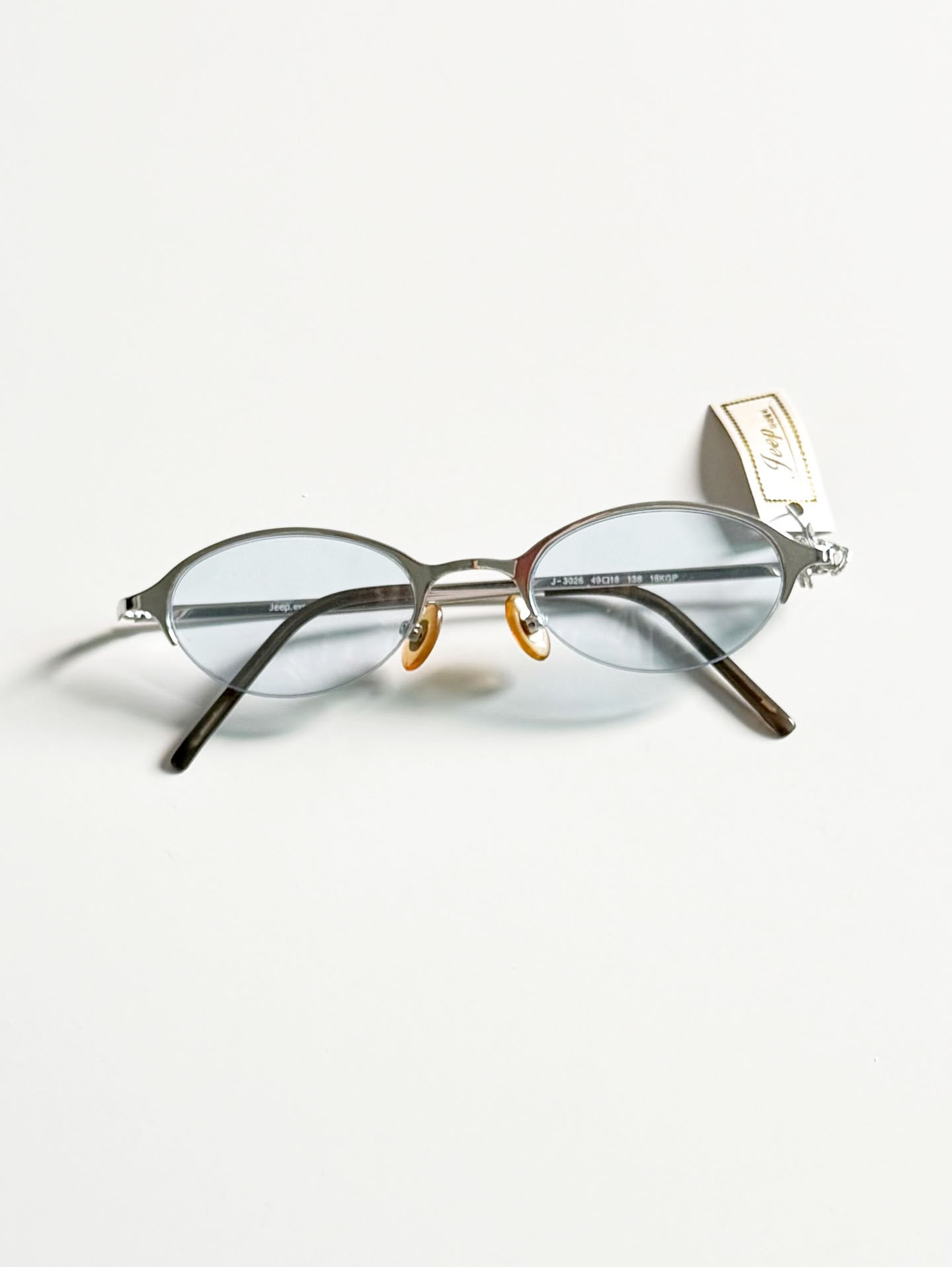 JEEP Silver Oval Half-Rim Metal Frame Tint Sunglasses