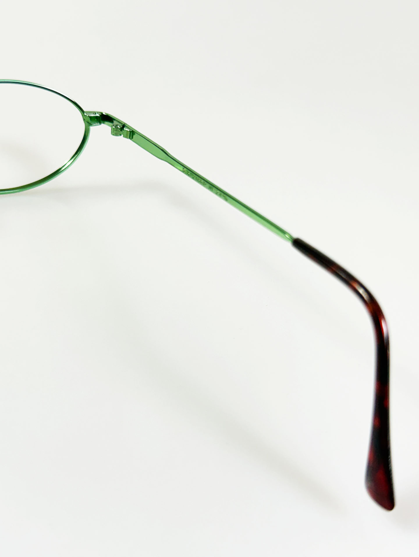 90's EYE WORLD Green Slim Oval Metal Glasses