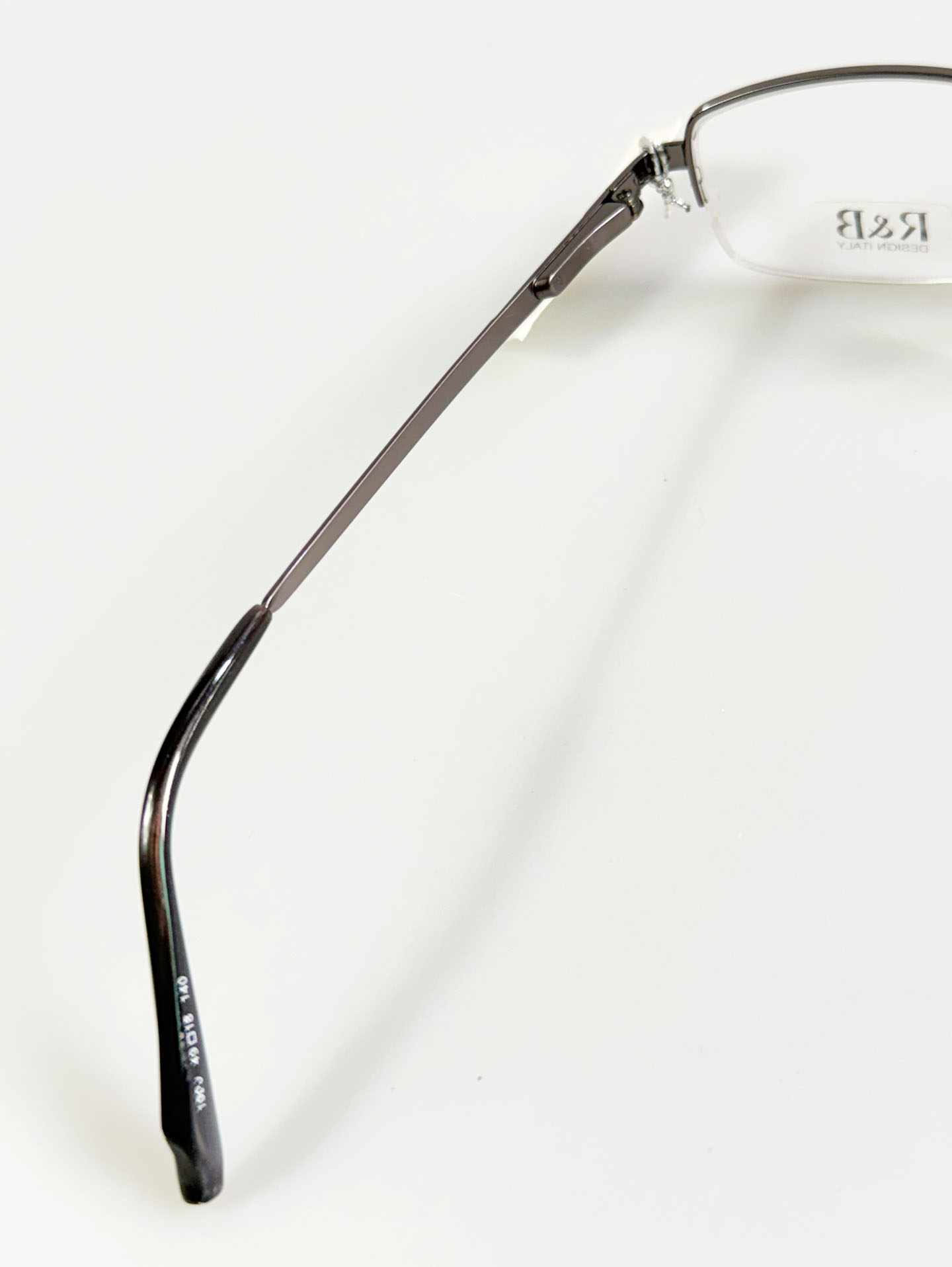 R&B EYEWEAR Semi-Rimless Gunmetal Square Glasses