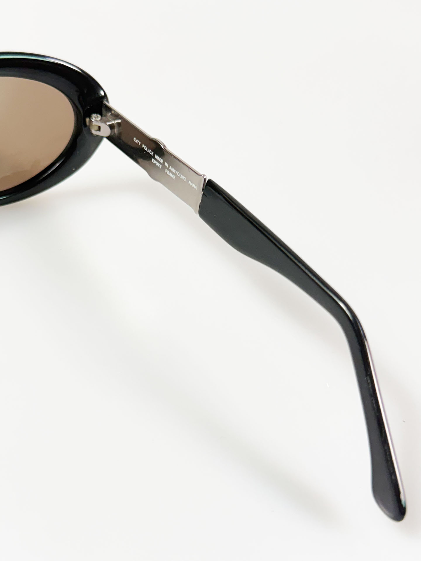 90’s CITY POLICE Black Bold Oval Tinted Sunglasses