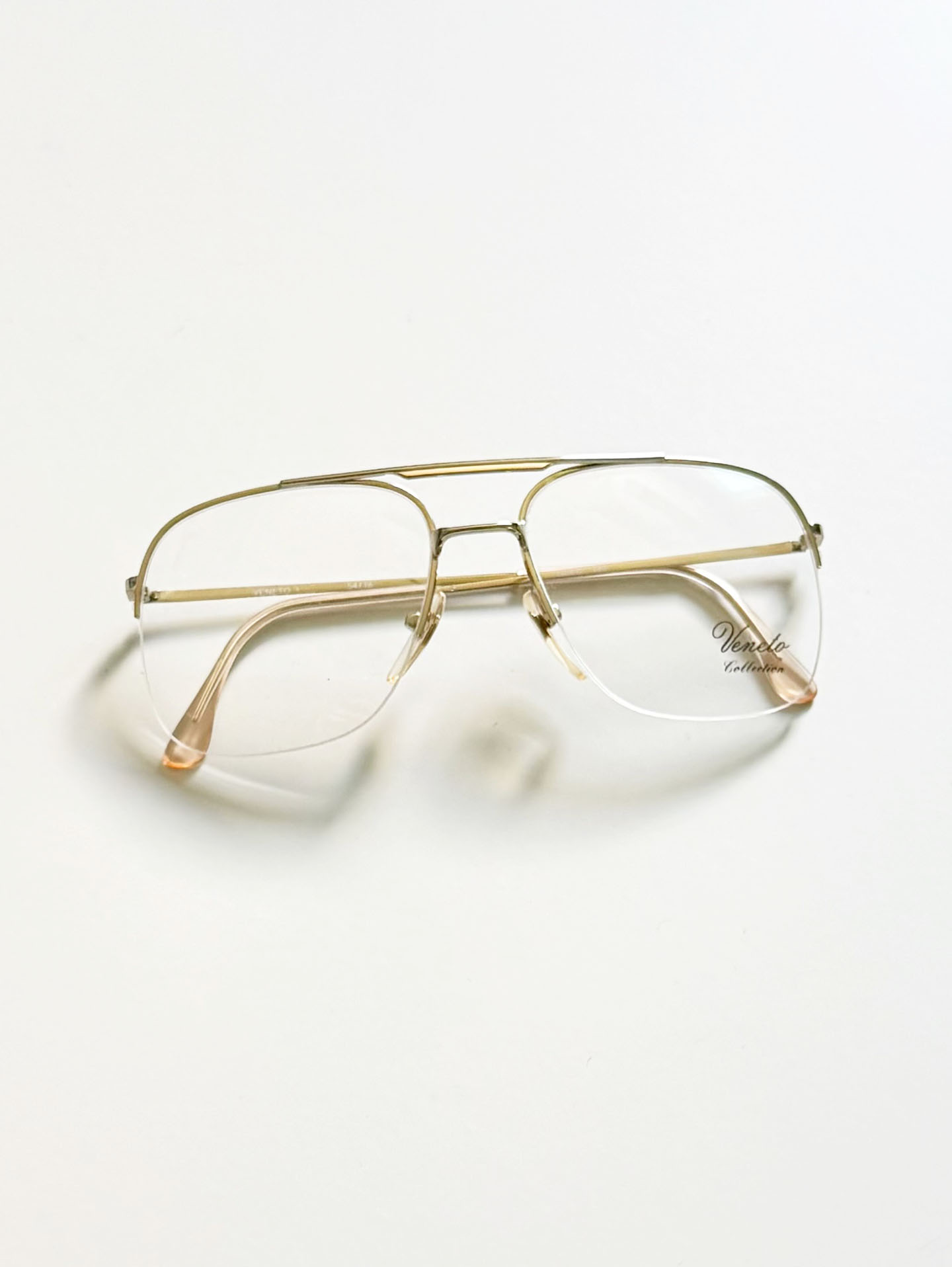 90's Veneto Collection Gold Aviator Metal Frame Glasses