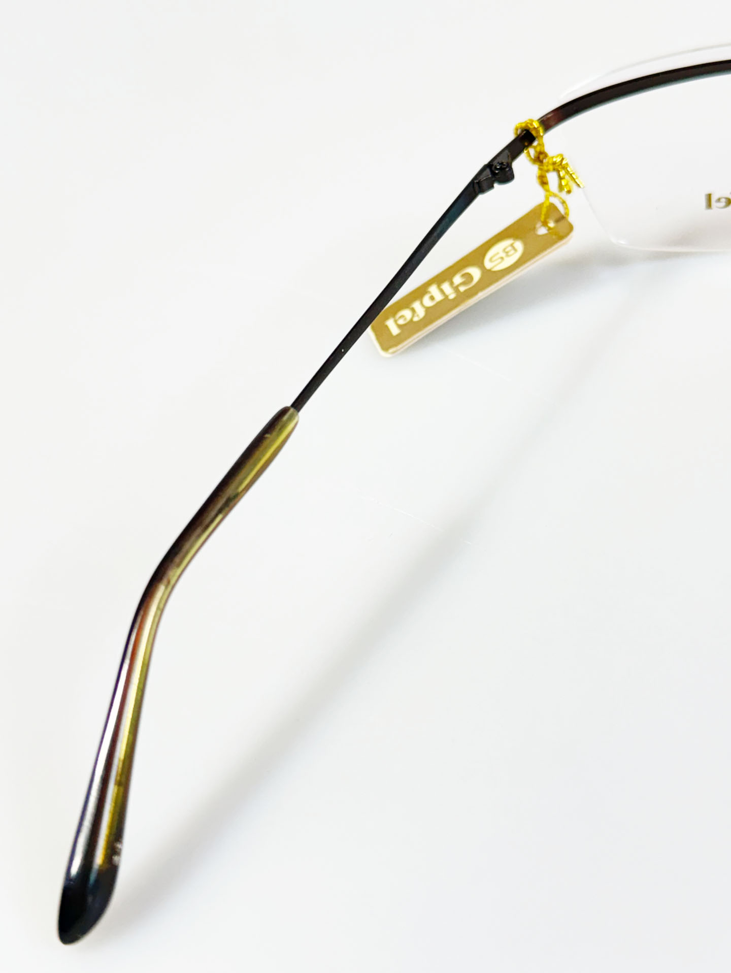 GIPFEL Brown Titanium Rimless Square Frame Glasses
