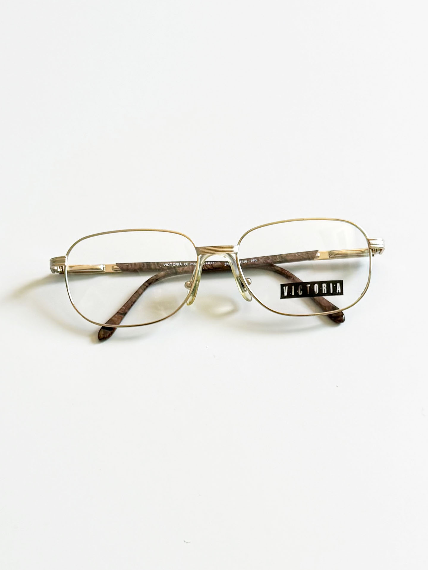 90's VICTORIA Gold Classic Square Metal Glasses