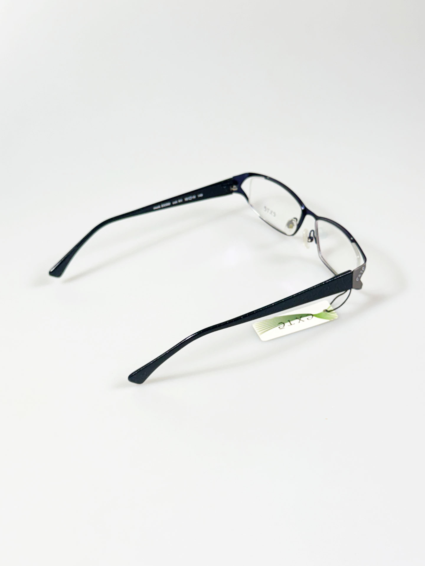 EXTE Dark Silver Slim Square Metal Frame Glasses