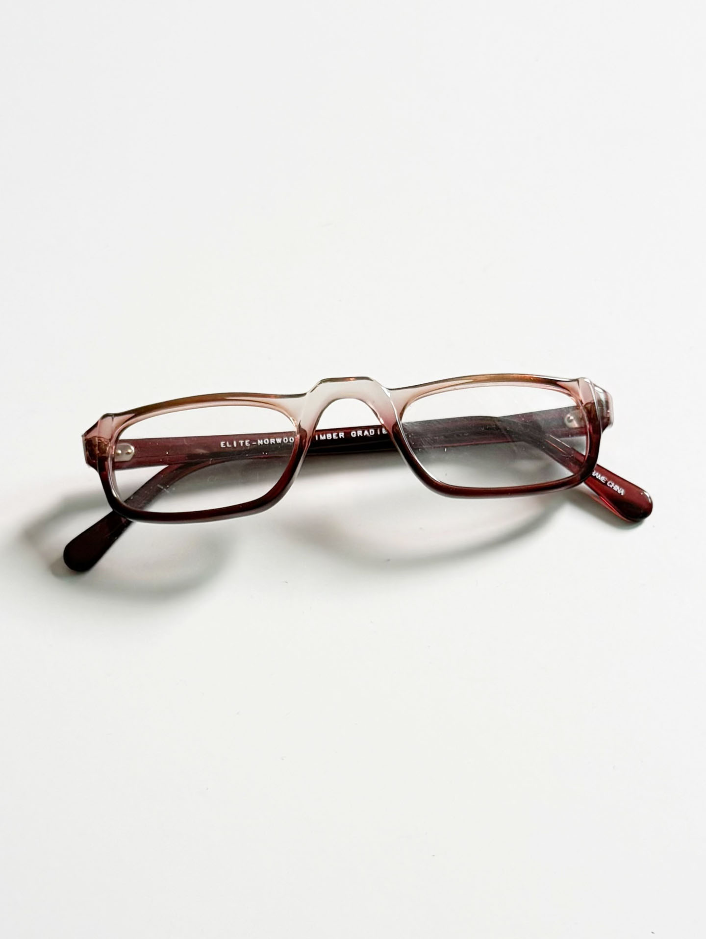 90's ELITE Smoky Brown Gradient Square Acetate Horn-Rim Glasses