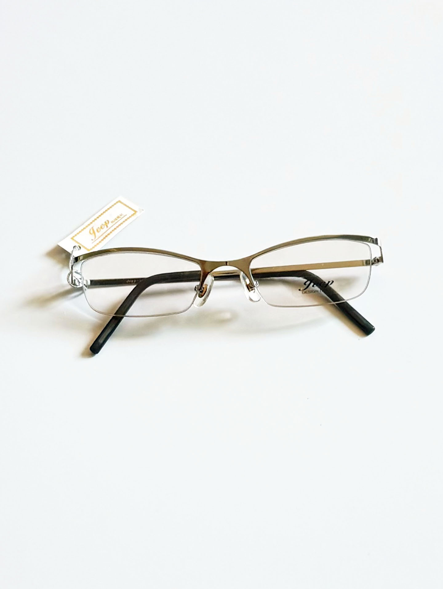 JEEP Silver Slim Square Semi-Rimless Metal Glasses