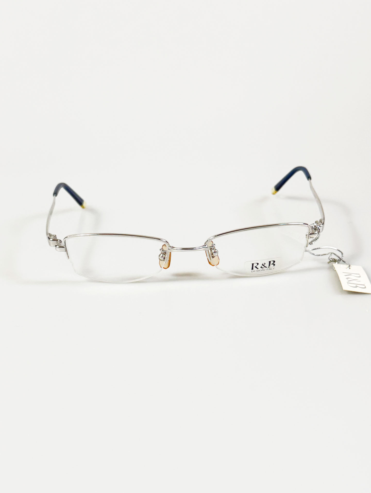 R&B Eyewear Silver Semi-Rimless Metal Wire Frame Glasses