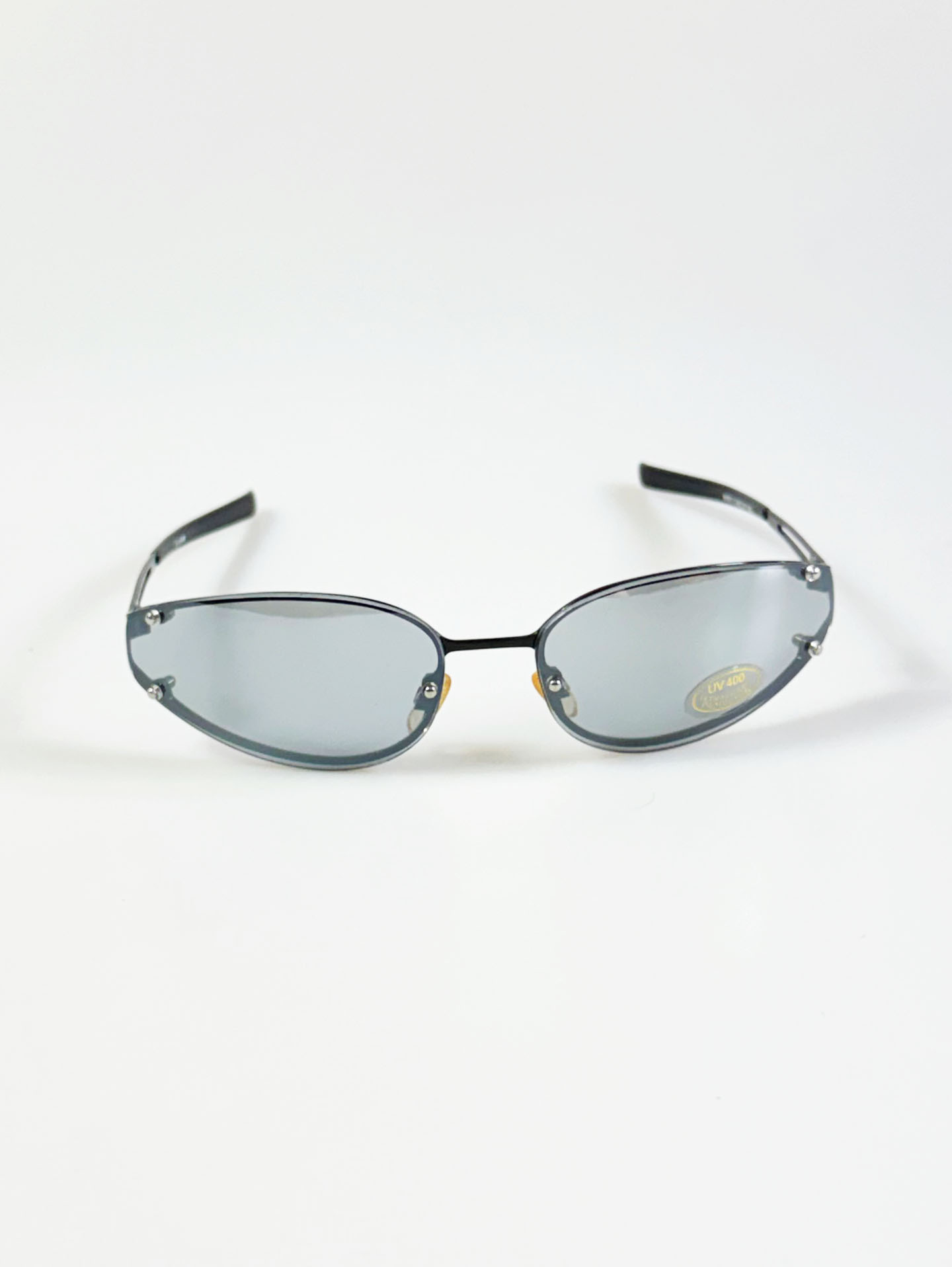 I.COM Black Rimless Oval Metal Sunglasses