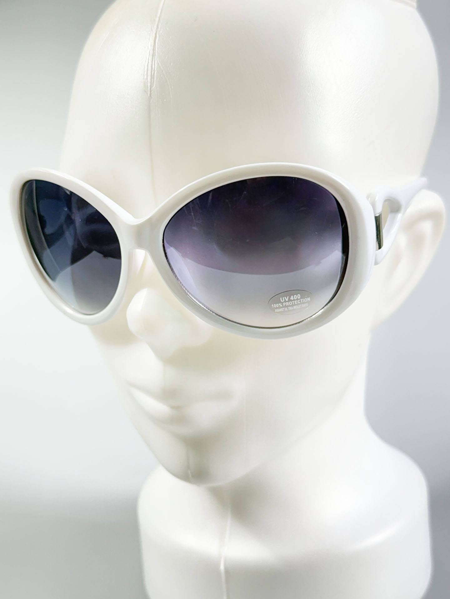 White Oversized Bold Oval Sunglasses