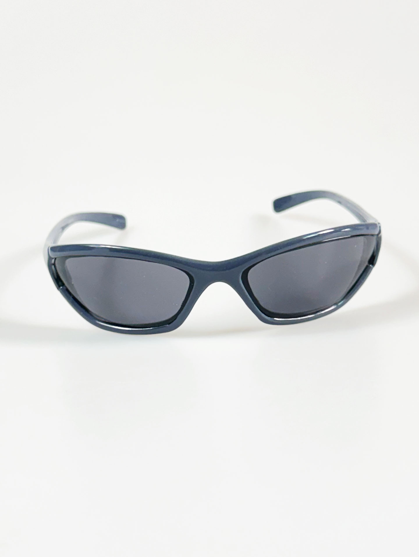 Navy Blue Bold Wraparound Oval Sporty Sunglasses