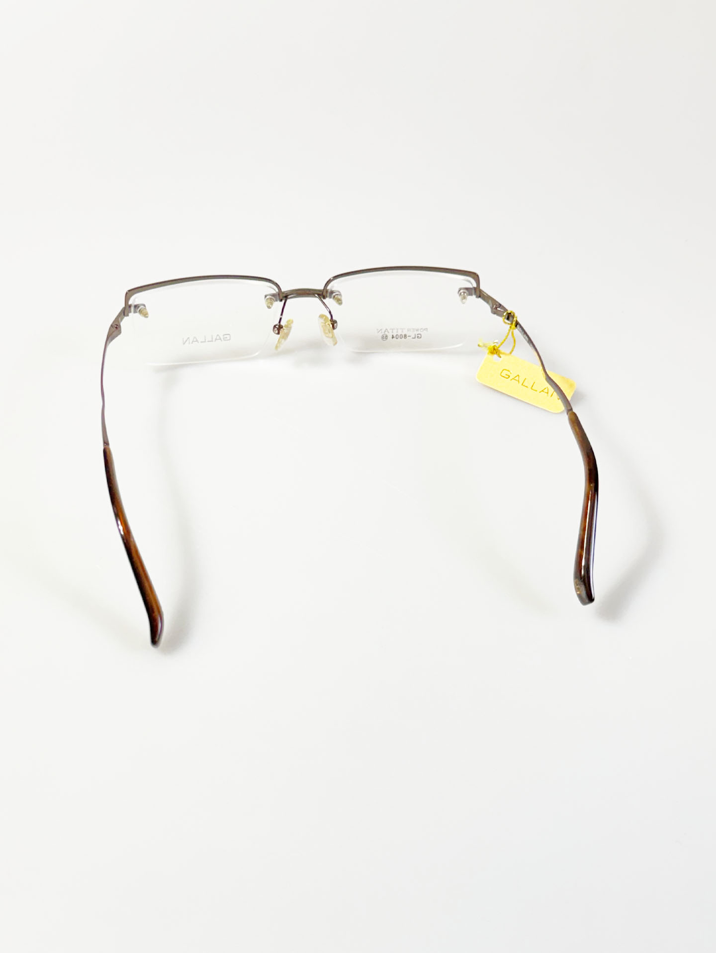 GALLAN Brown Titanium Semi-Rimless Square Frame Glasses