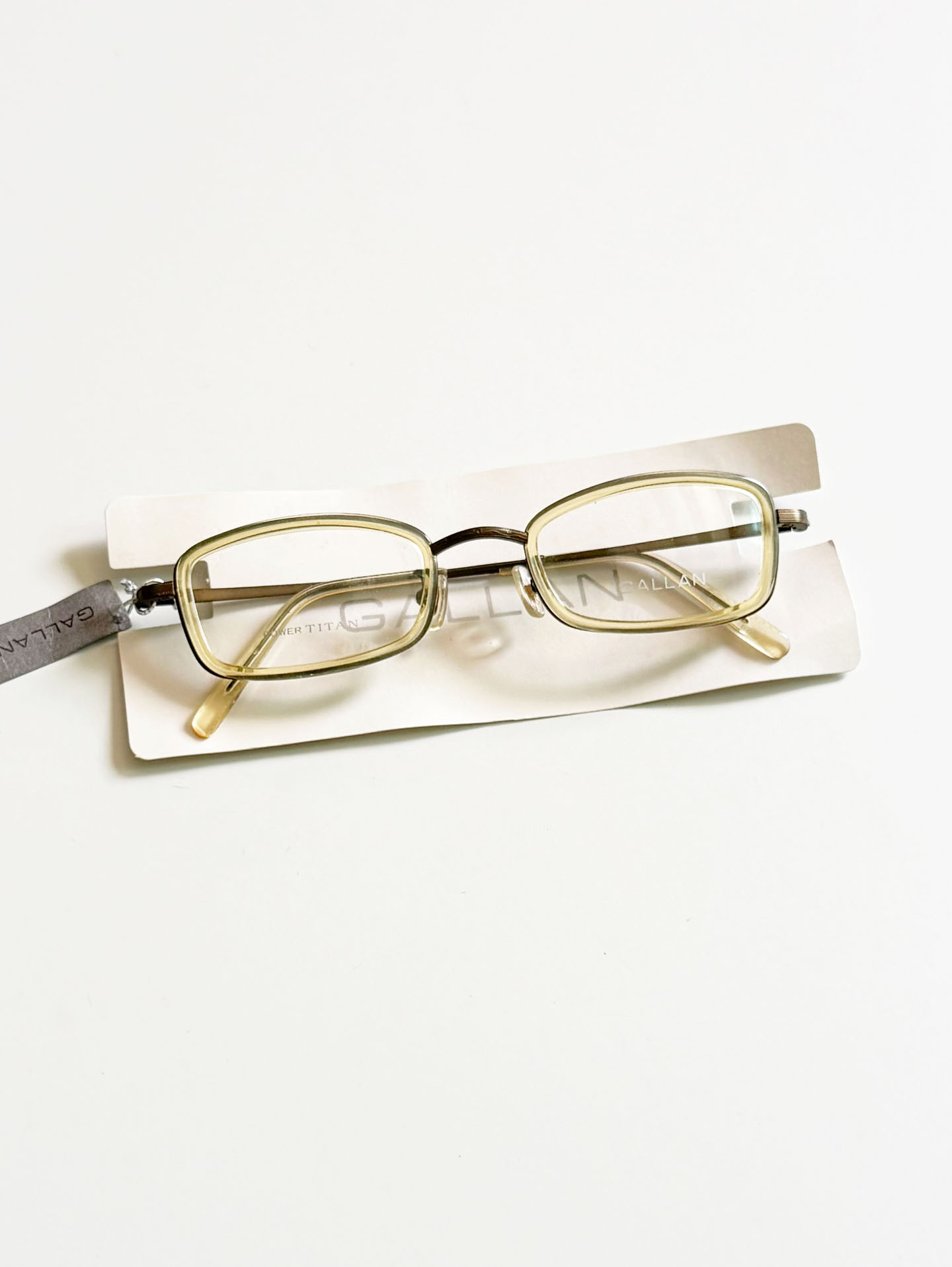 GALLAN Brown Titanium Square Combination Frame Glasses