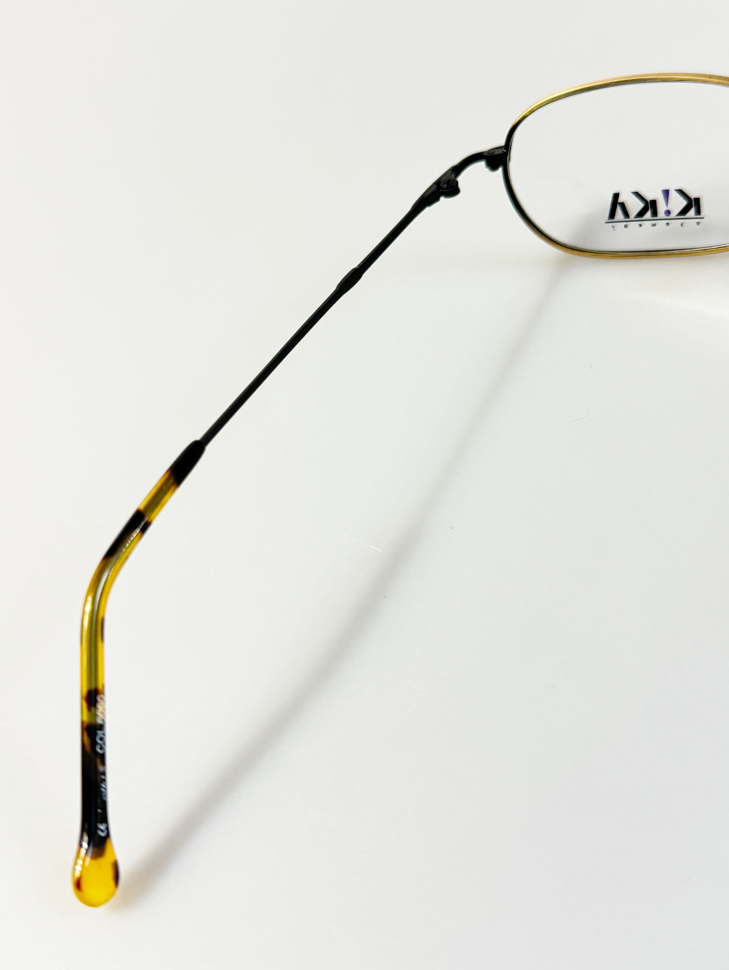90's K!KA Matte Gold & Black Two-Tone Metal Slim Square Glasses