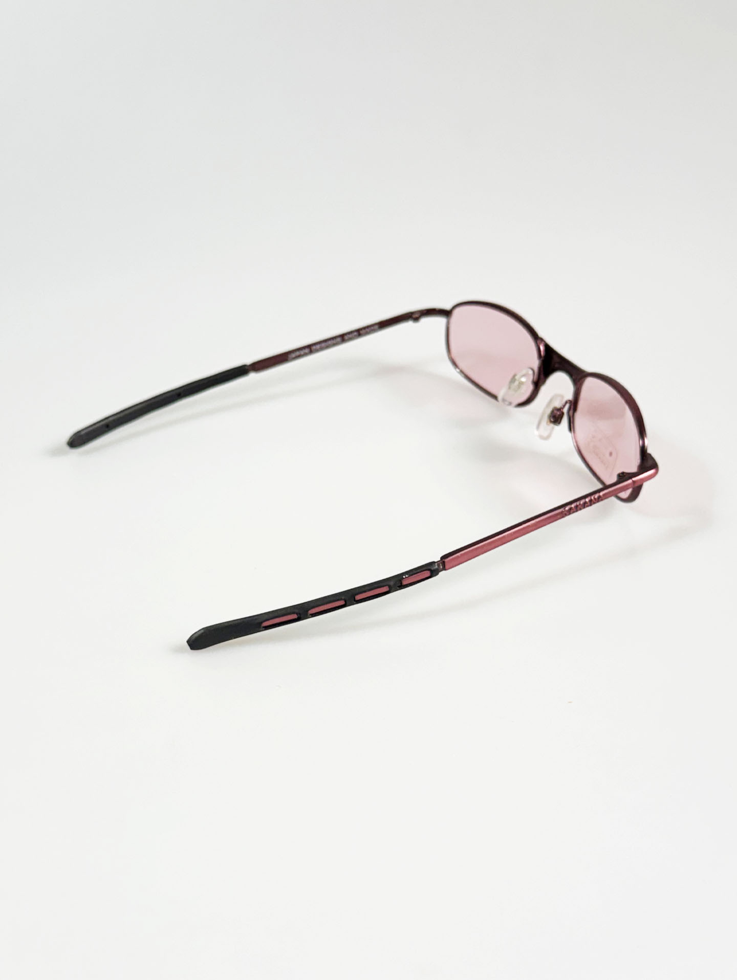 90's SAKANA Dark Pink Metal Slim Oval Frame Sunglasses