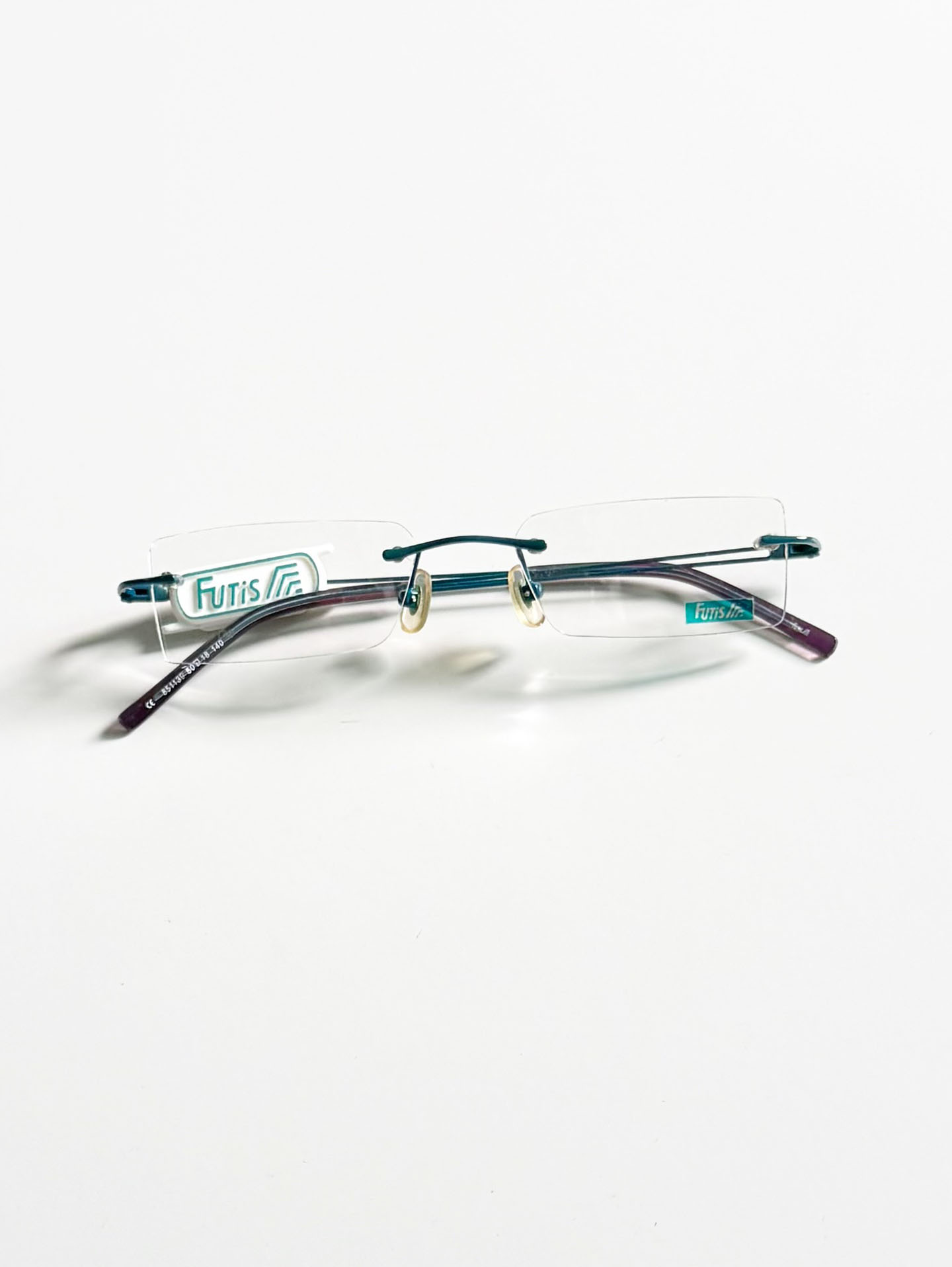 90's FUTIS Blue Rimless Square Metal Glasses