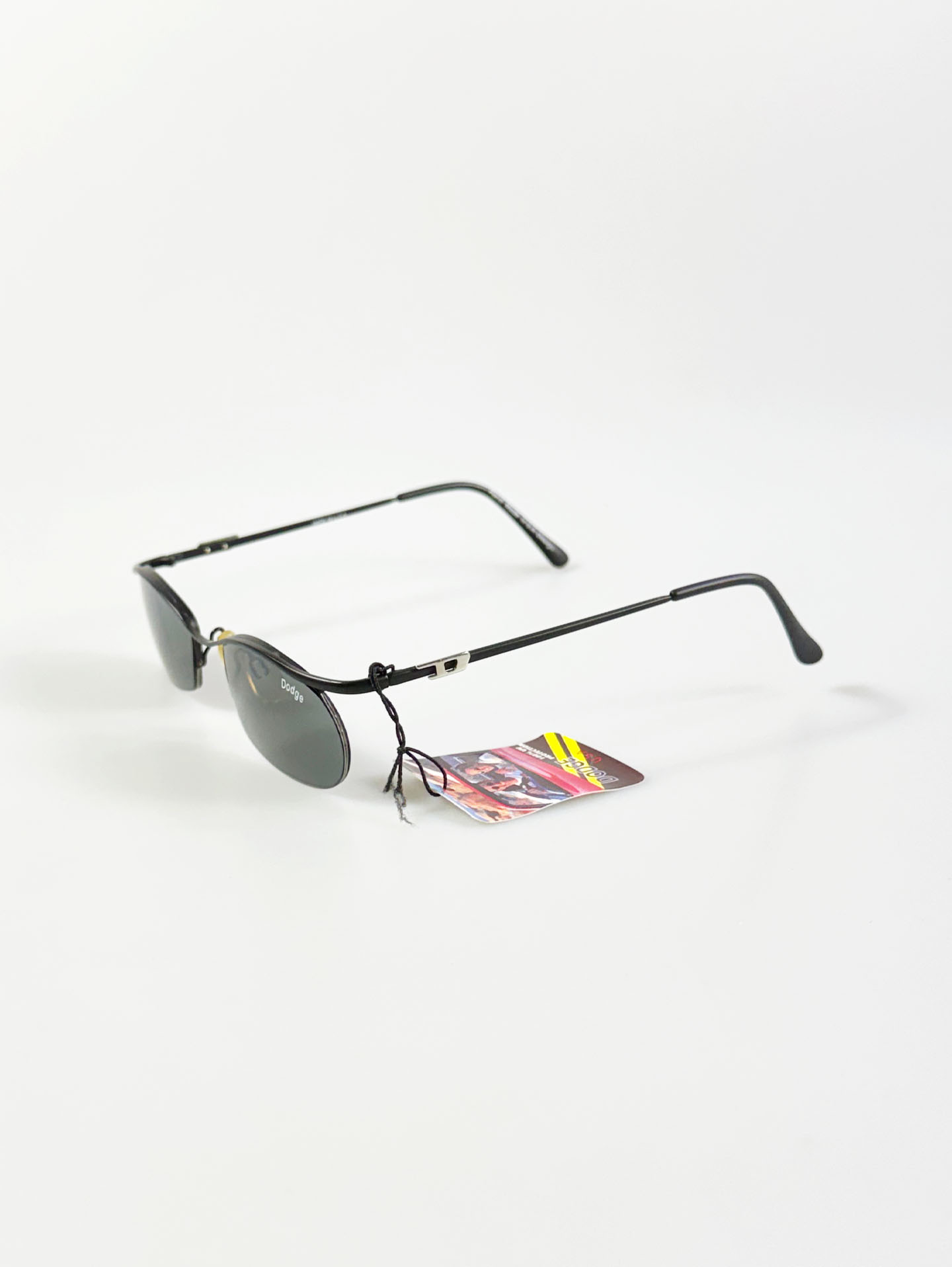 90's DODGE Black Oval Wire Frame Sunglasses