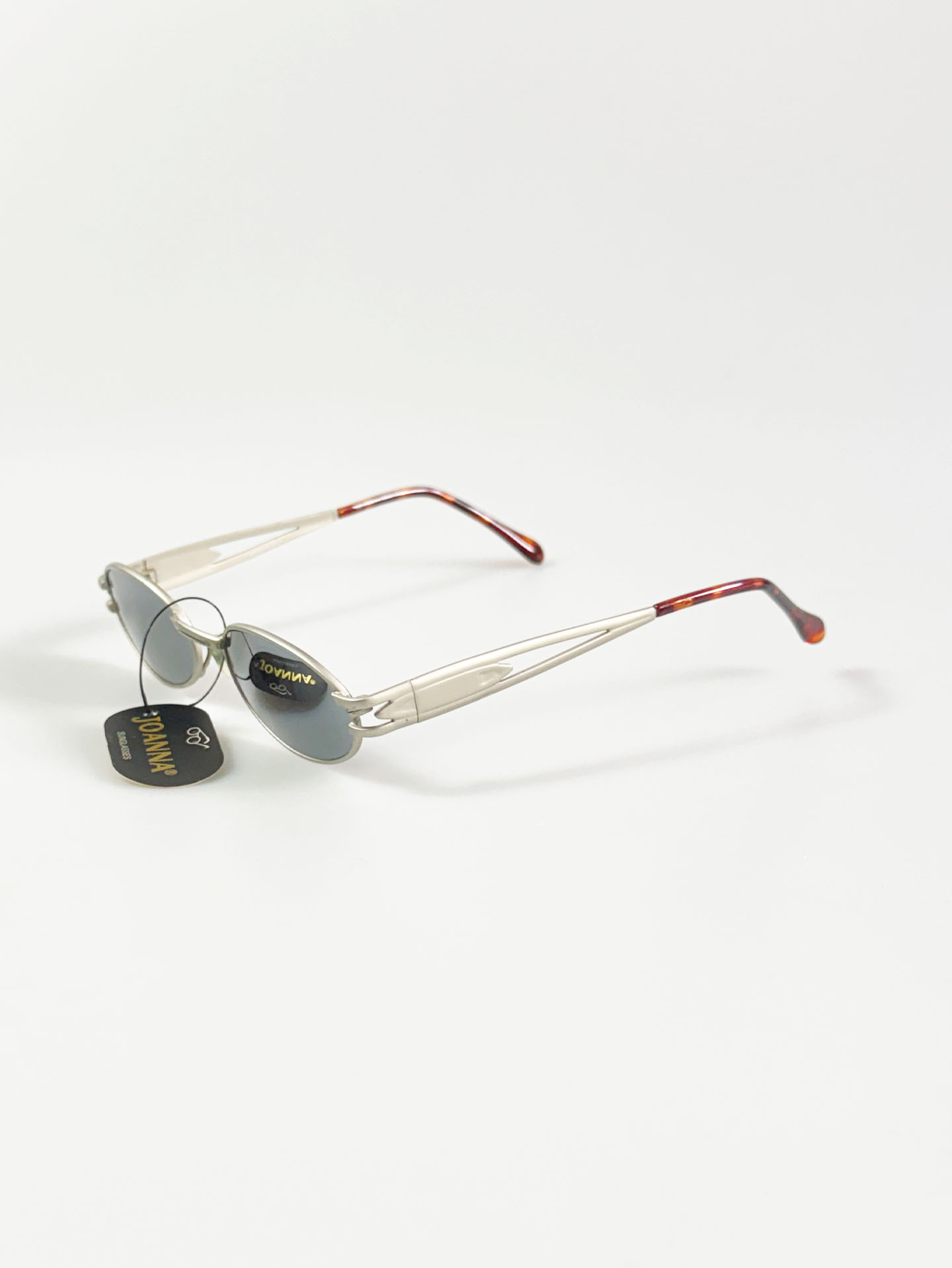 90's JOANNA Silver Slim Oval Metal Frame Sunglasses