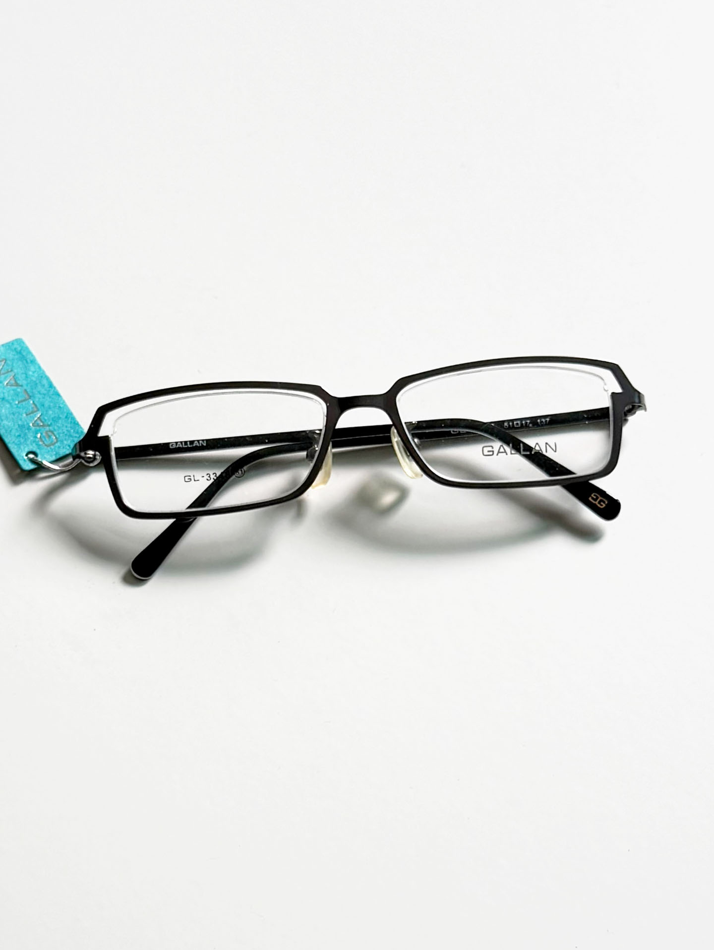 GALLAN Dark Silver Slim Square Metal Frame Glasses