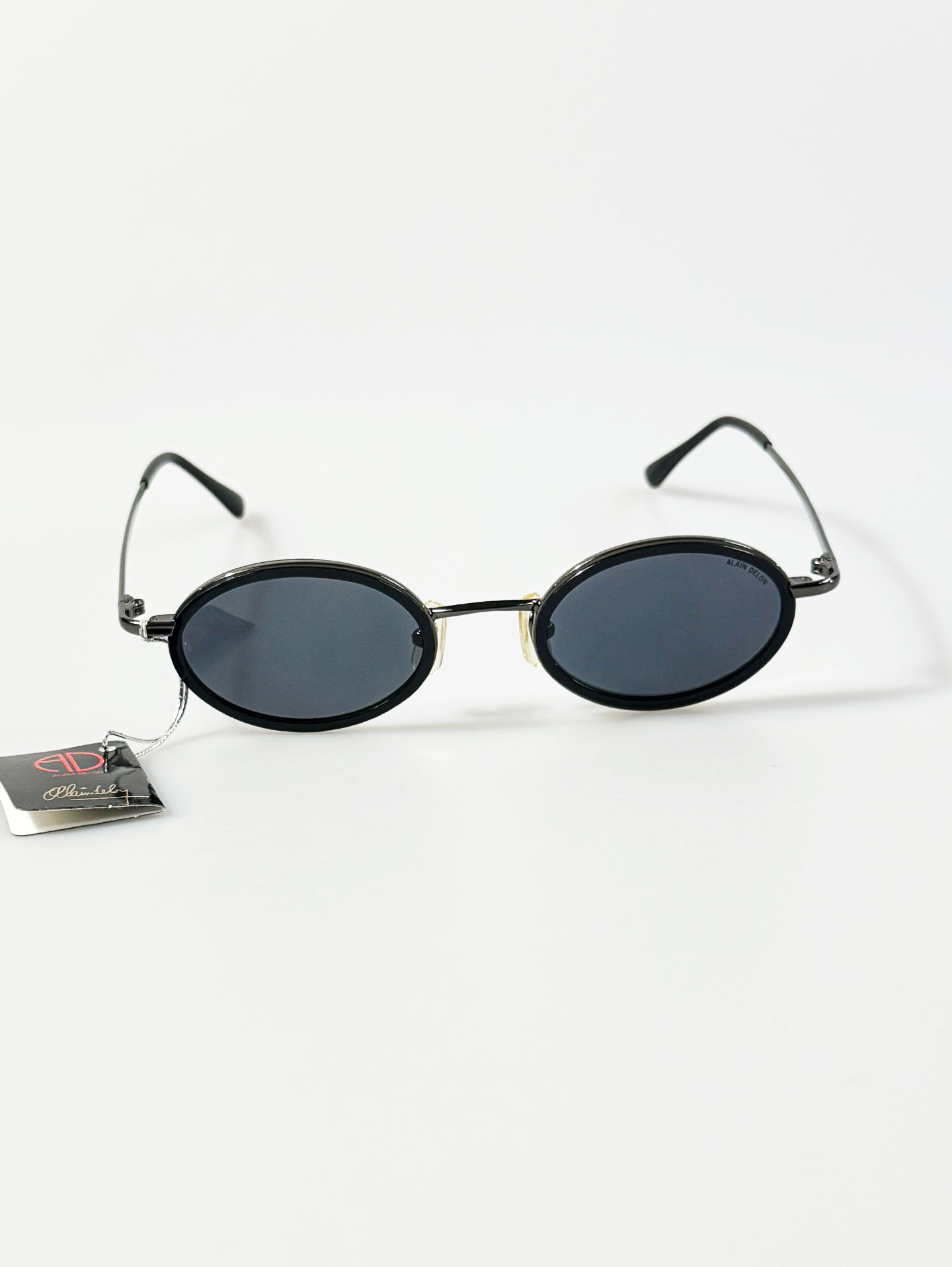 ALAIN DLEON Oval Black Metal Sunglasses